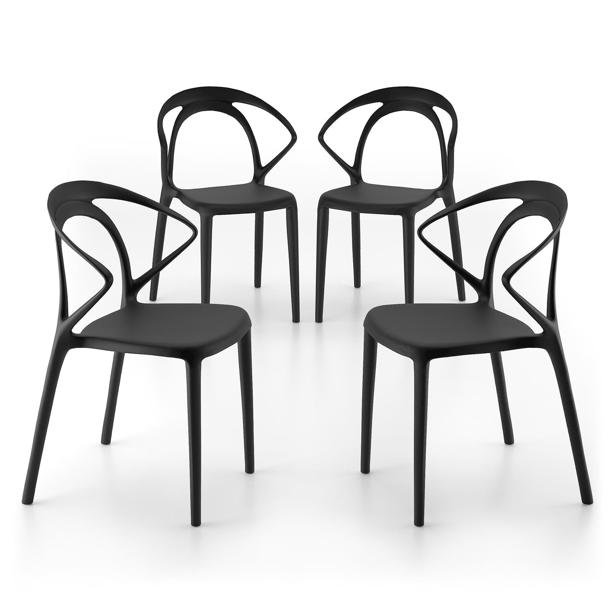 Sedie Olivia, Set da 4, Nero