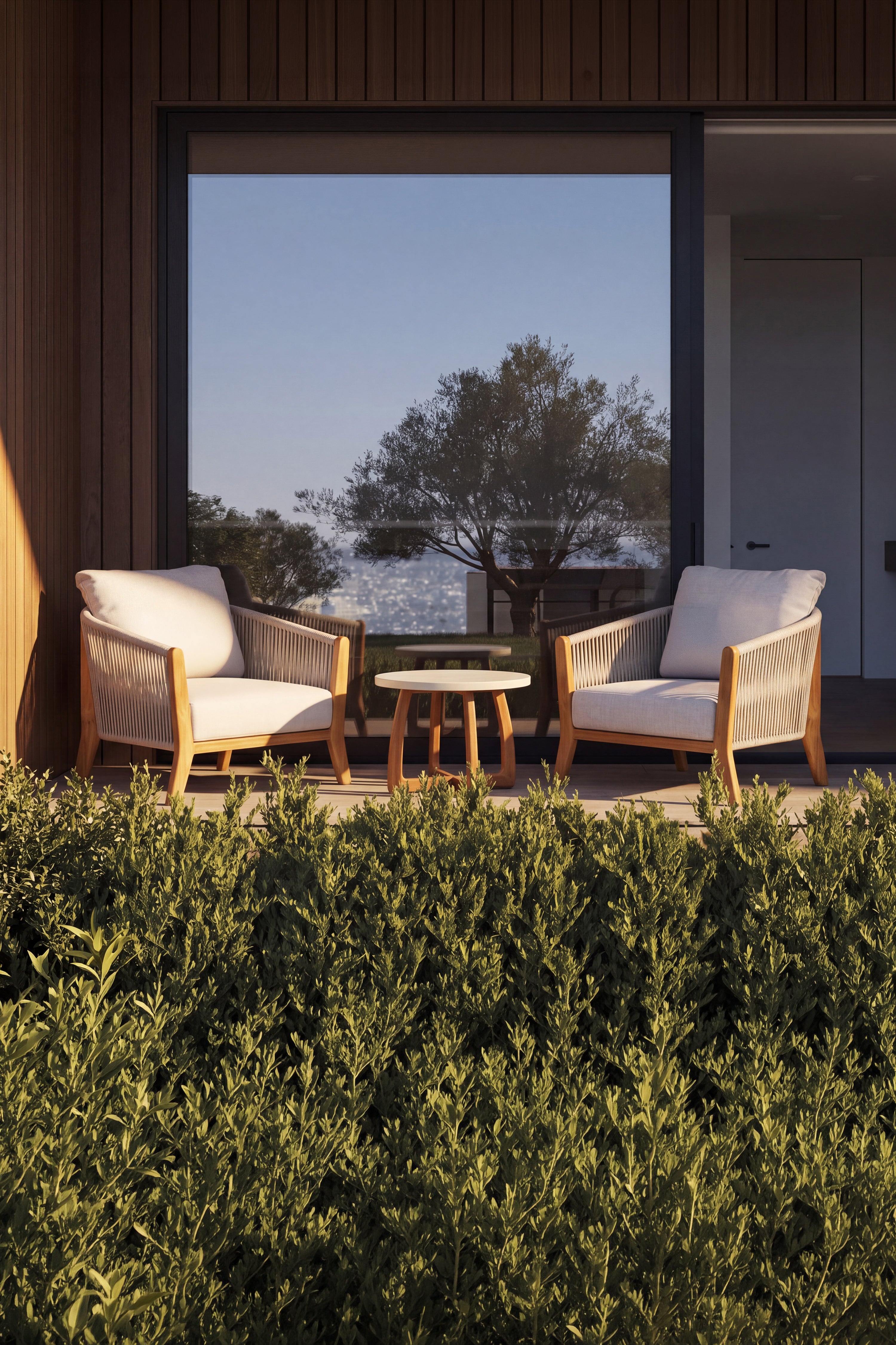 Set da giardino con 2 poltrone e un tavolino Ø60x40 cm, Aurora, Beige - gallery 1