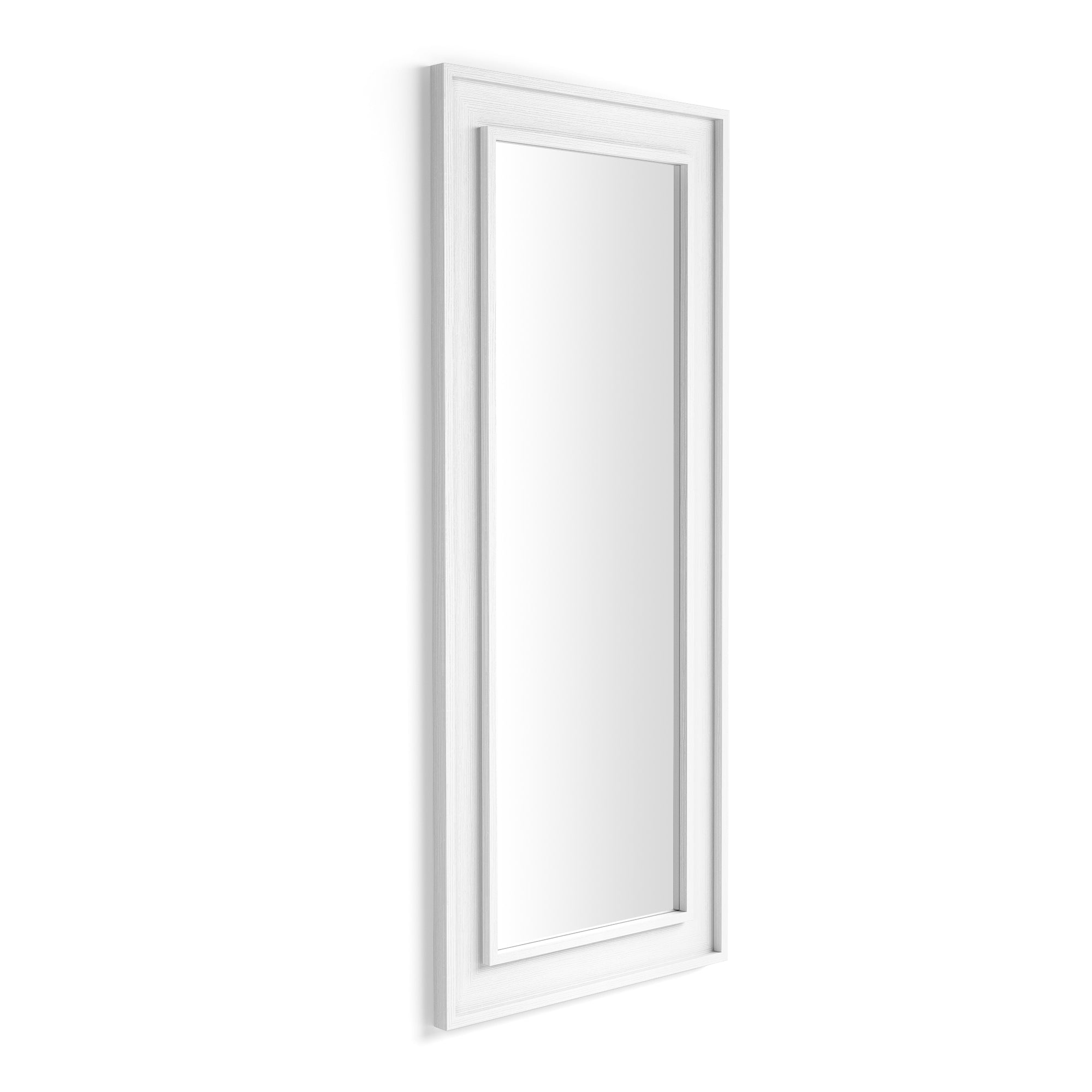 Specchiera Angelica da terra e parete, 160x67 cm, Bianco Frassino