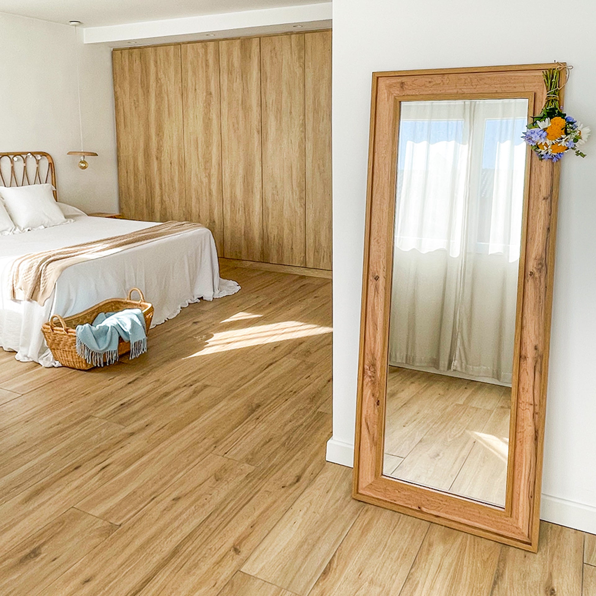 Espejo de pared/ pie Angelica, 160 x 67 cm, color Madera rústica - Set image 3