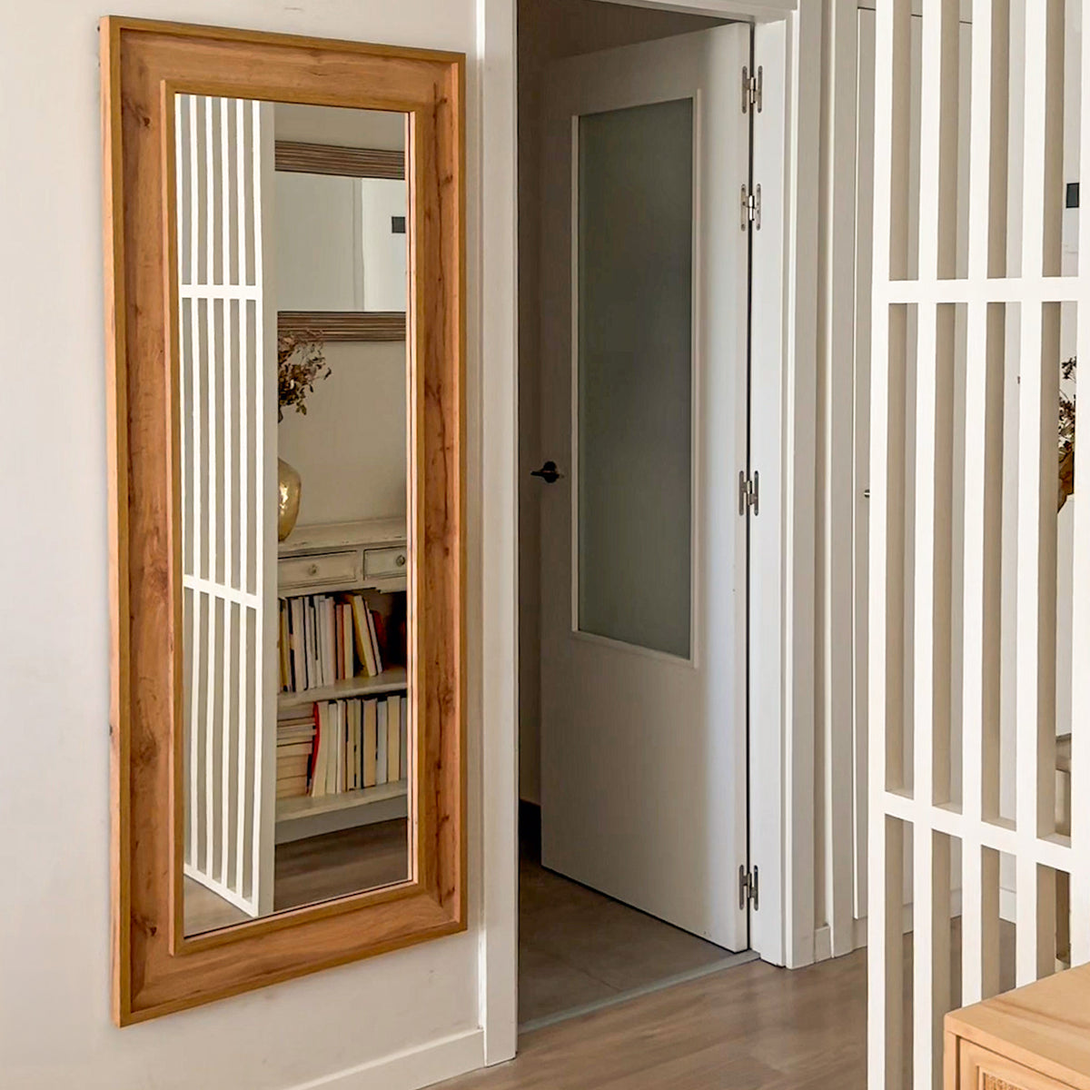 Espejo de pared/ pie Angelica, 160 x 67 cm, color Madera rústica