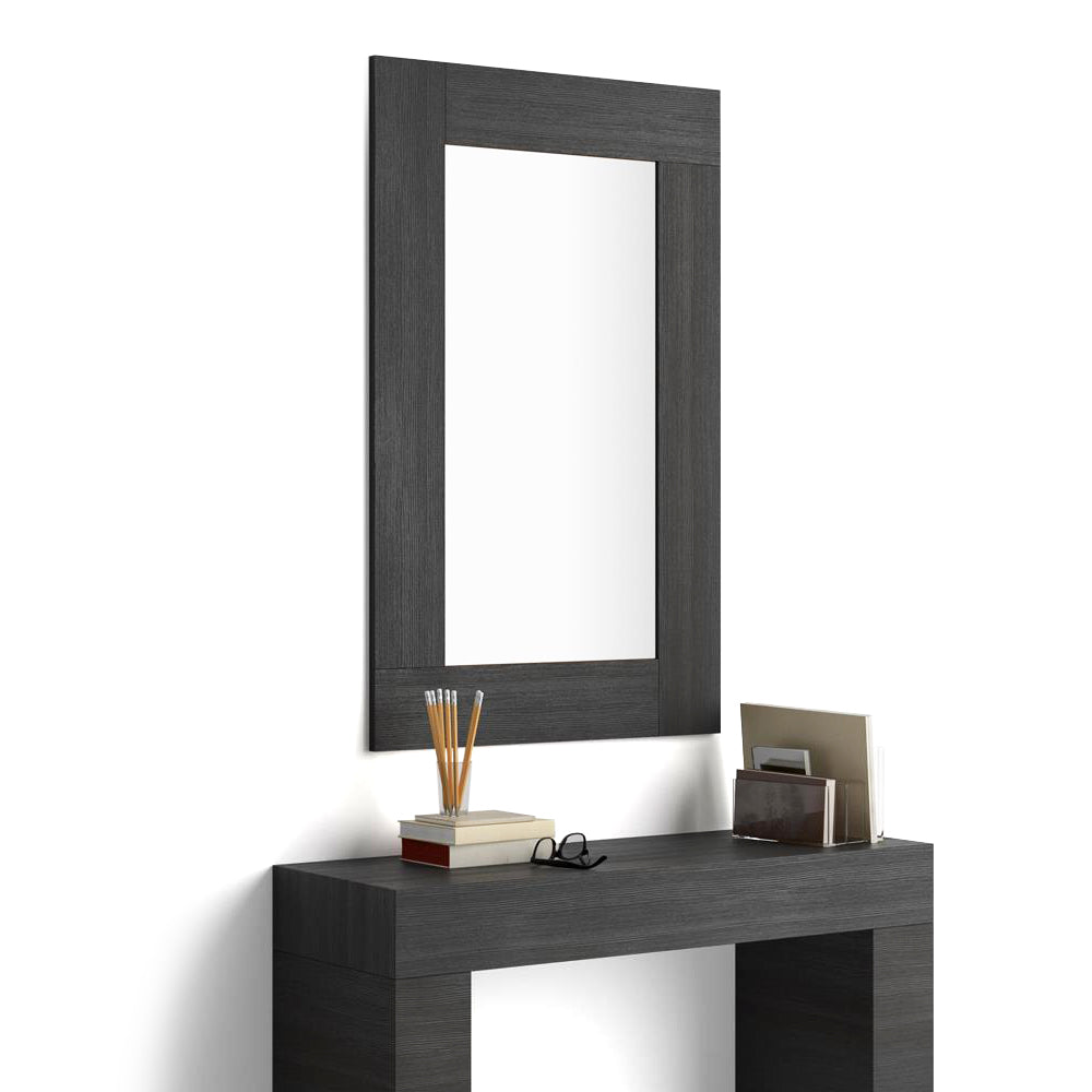 Espejo de pared rectangular Evolution, 118 x 73 cm, color Madera negra - Main image