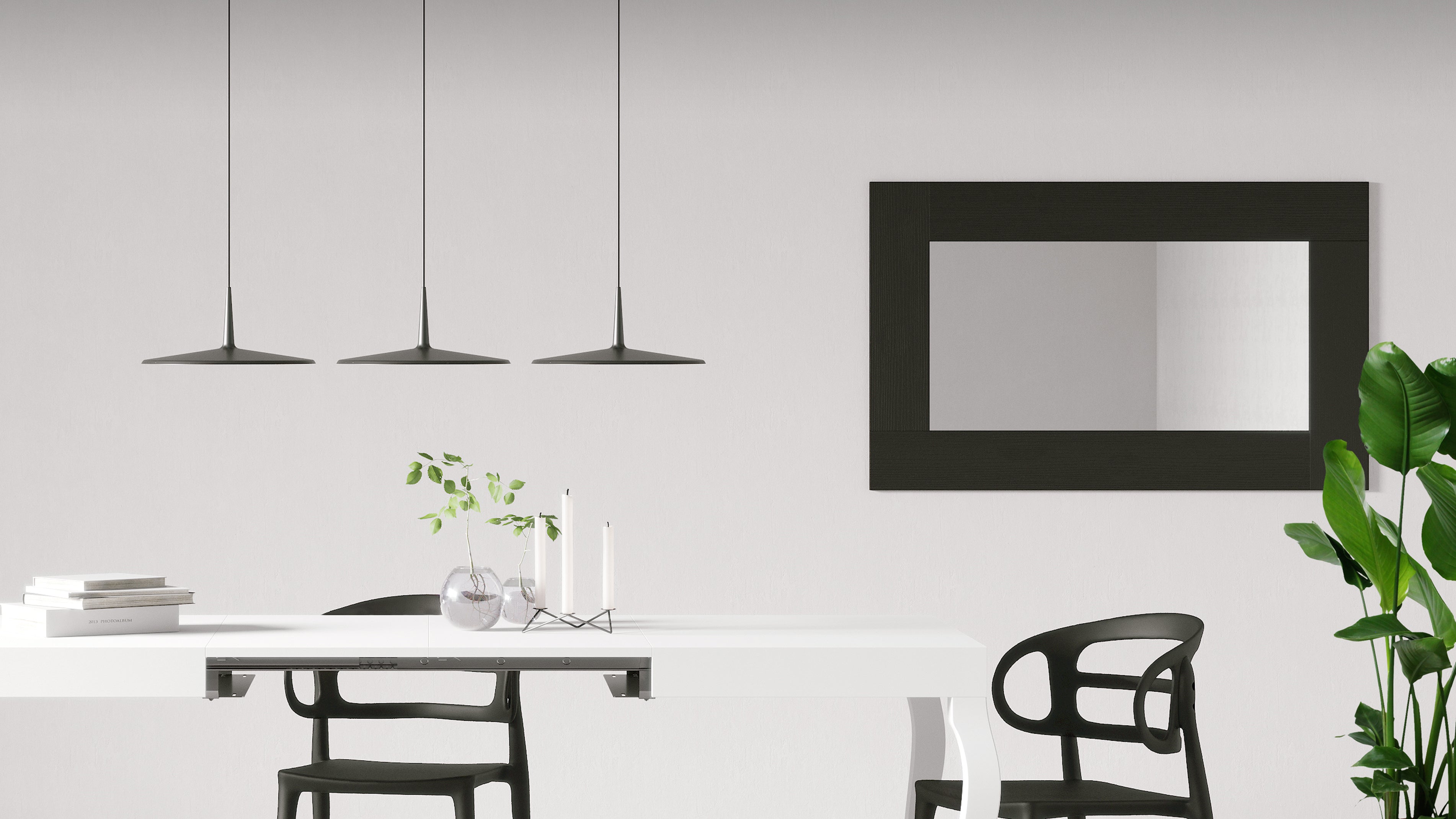 Espejo de pared rectangular Evolution, 118 x 73 cm, color Fresno Blanco - Set image 1