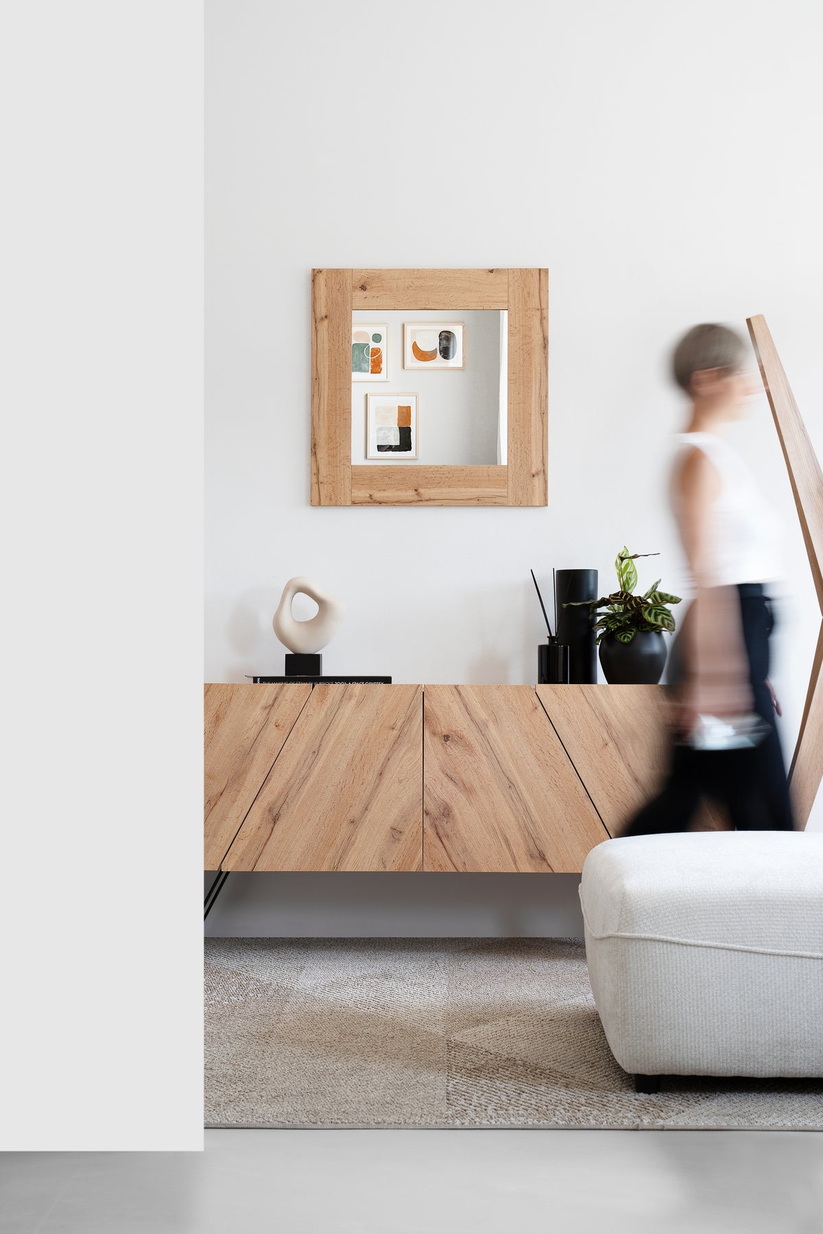 Evolution Rectangular Mirror, 70 x 70 cm, Rustic Oak
