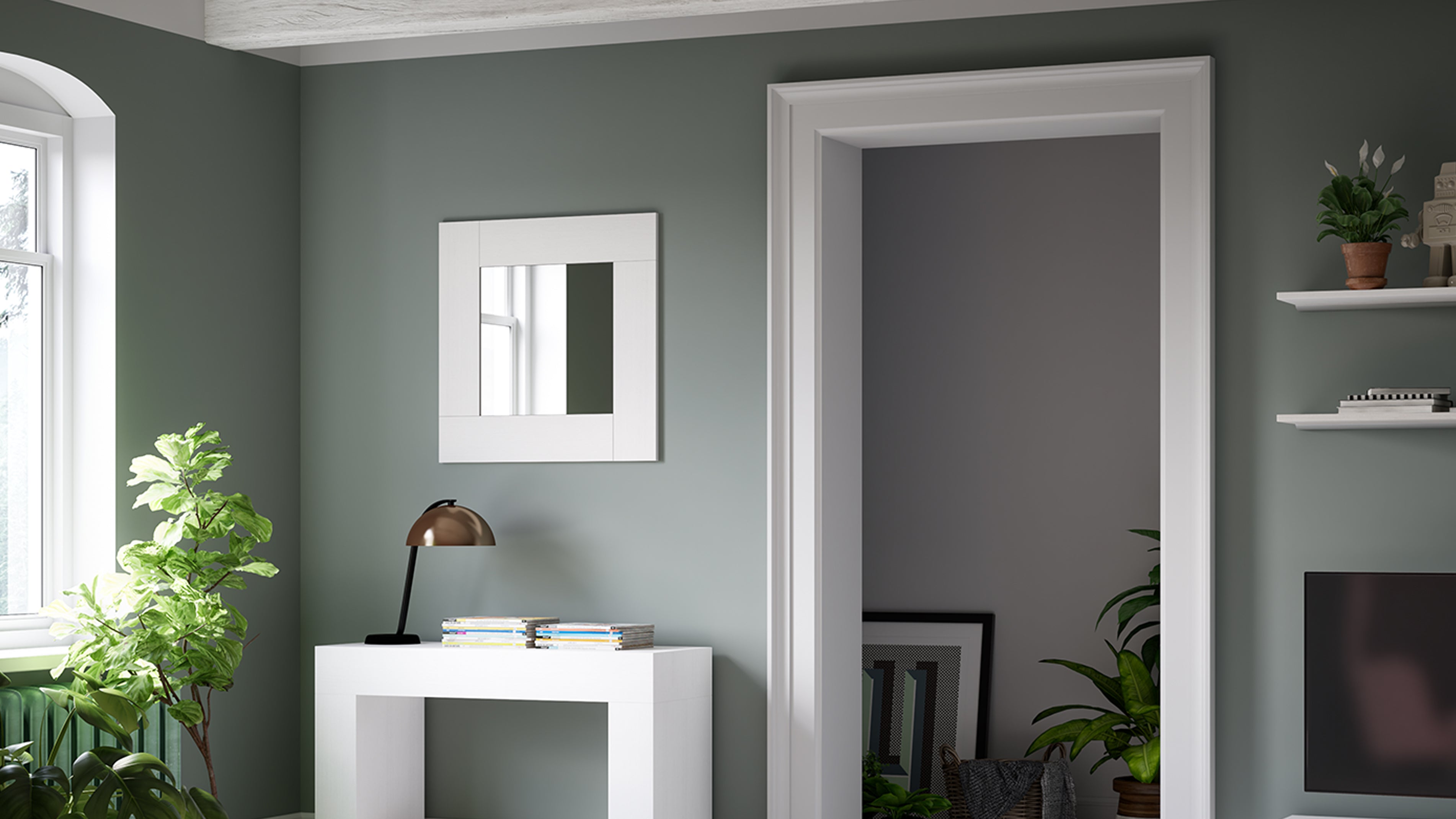 Miroir mural carré Evolution, 73 x 73 cm, Frêne Noir - Set image 1