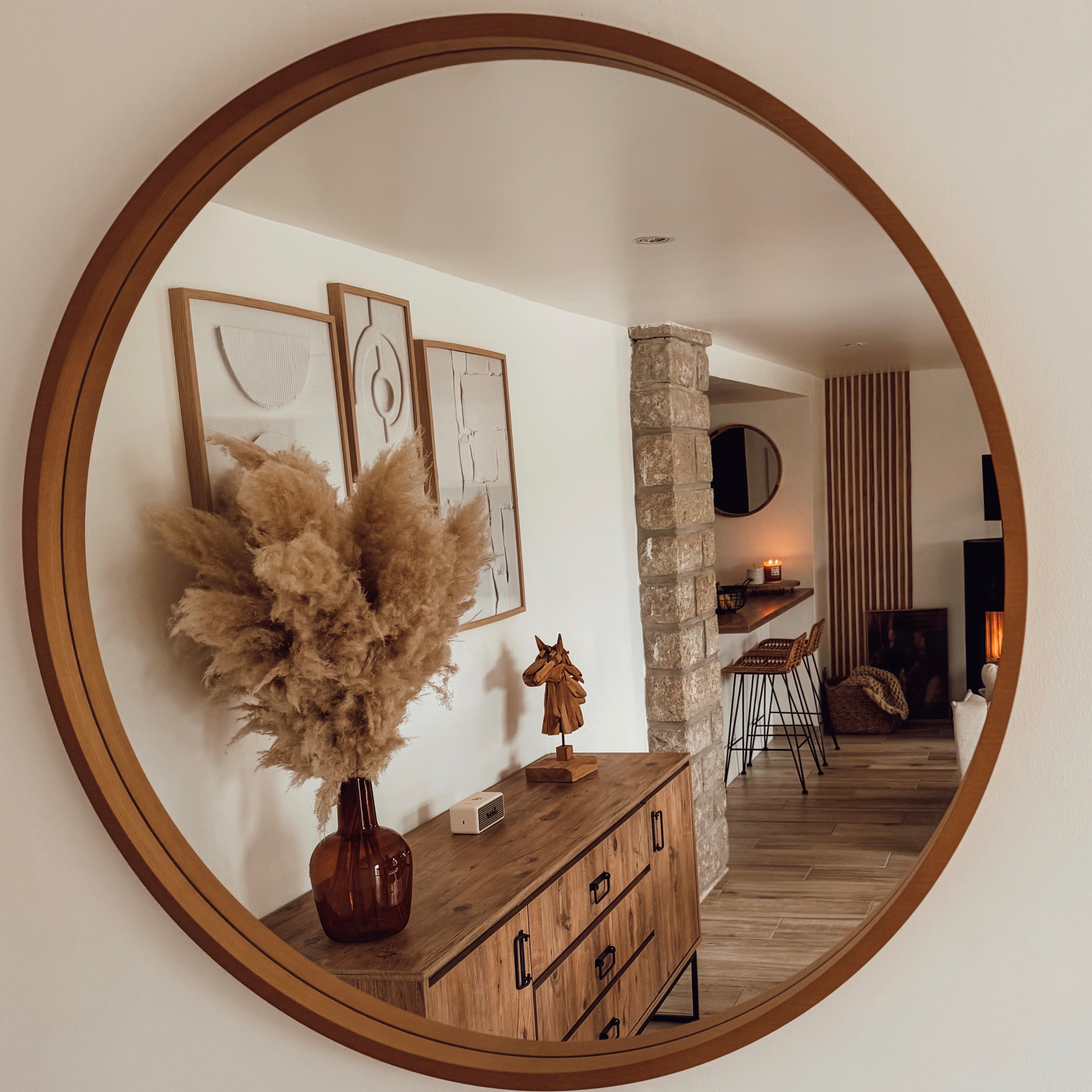 Miroir rond Olivia, diamètre 64, Bois Rustique - Set image 3