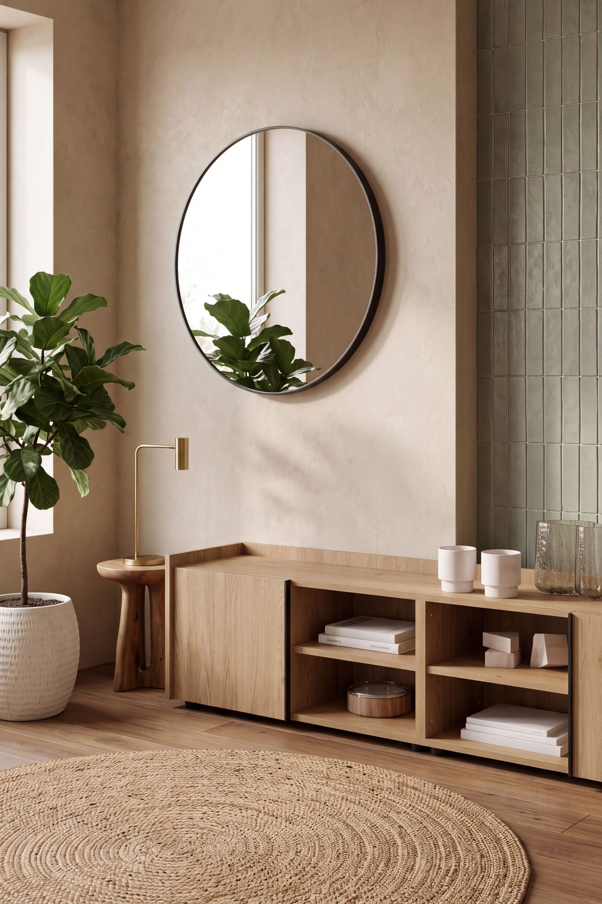 Miroir rond Olivia, diamètre 80 cm, cadre en métal noir - Image d’ensemble 1