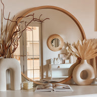 Miroir rond Olivia, diamètre 82, Bois Rustique
