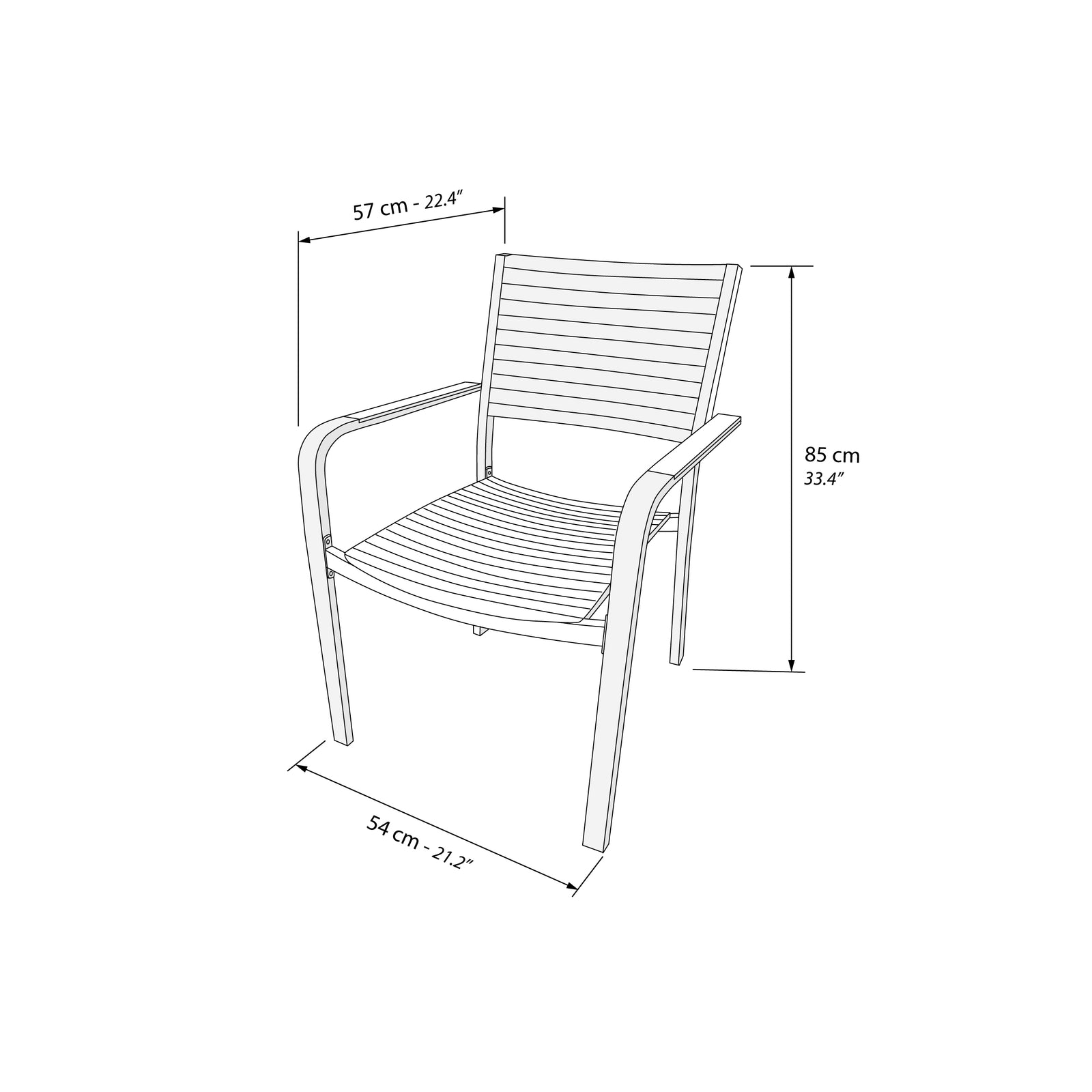 Aurora Outdoor Chairs, Set of 6, White - Immagine tecnica 1