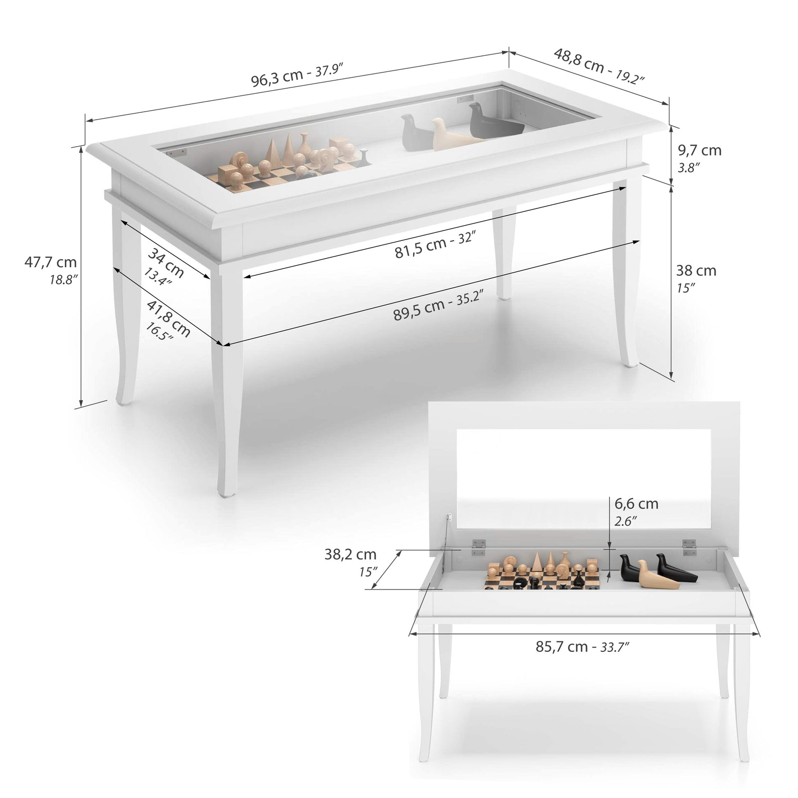 Classico Coffee table, Matt White - Immagine tecnica 1