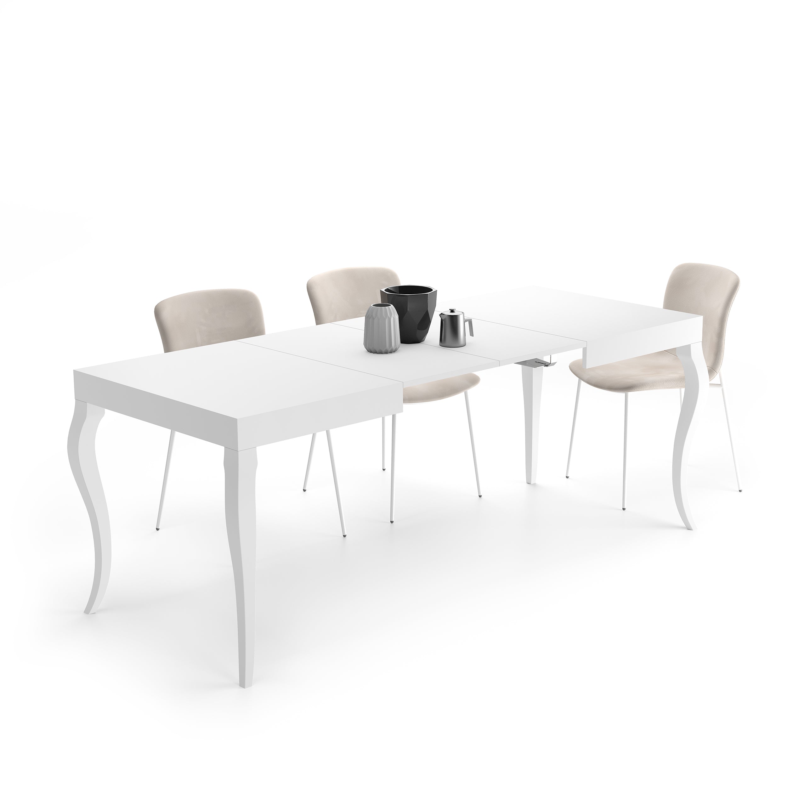 Classico, Extendable dining table, 47.2(78.7)x30.5 in, Matt White