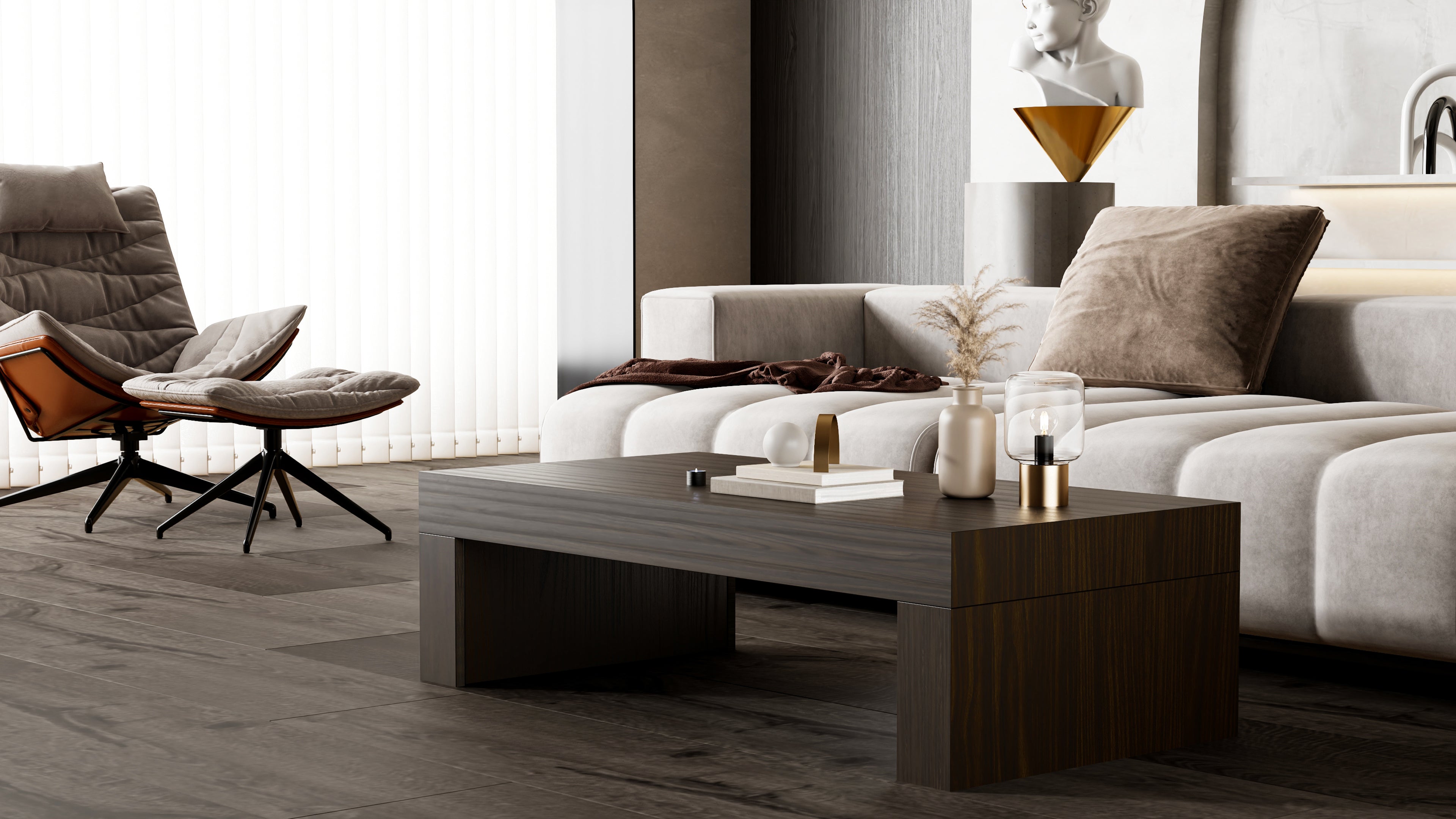Evolution low Coffee Table 47.2 x 23.6 in, Dark Walnut
