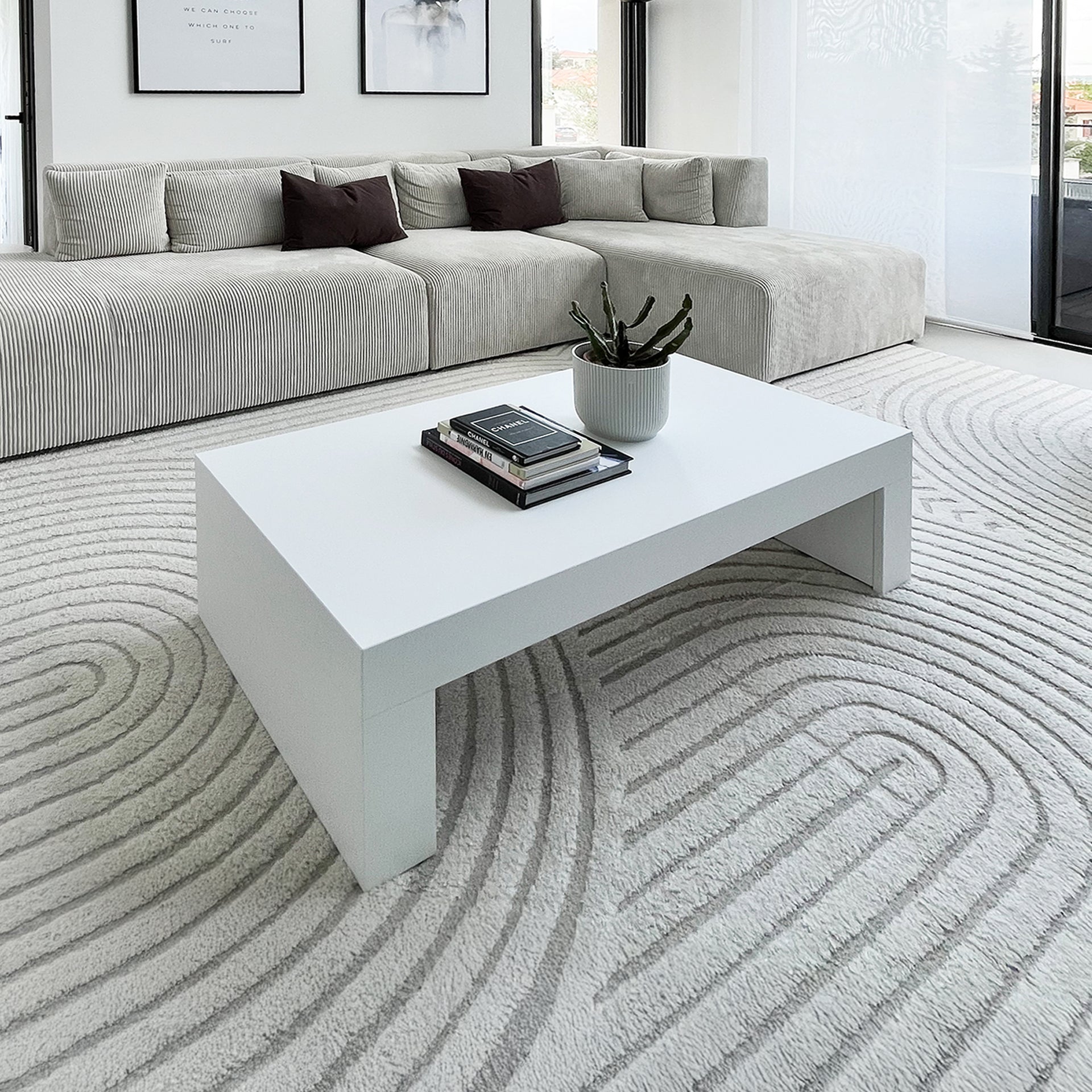 Tavolino Evolution 120x60, Bianco Frassino - Immagine ambientata 1
