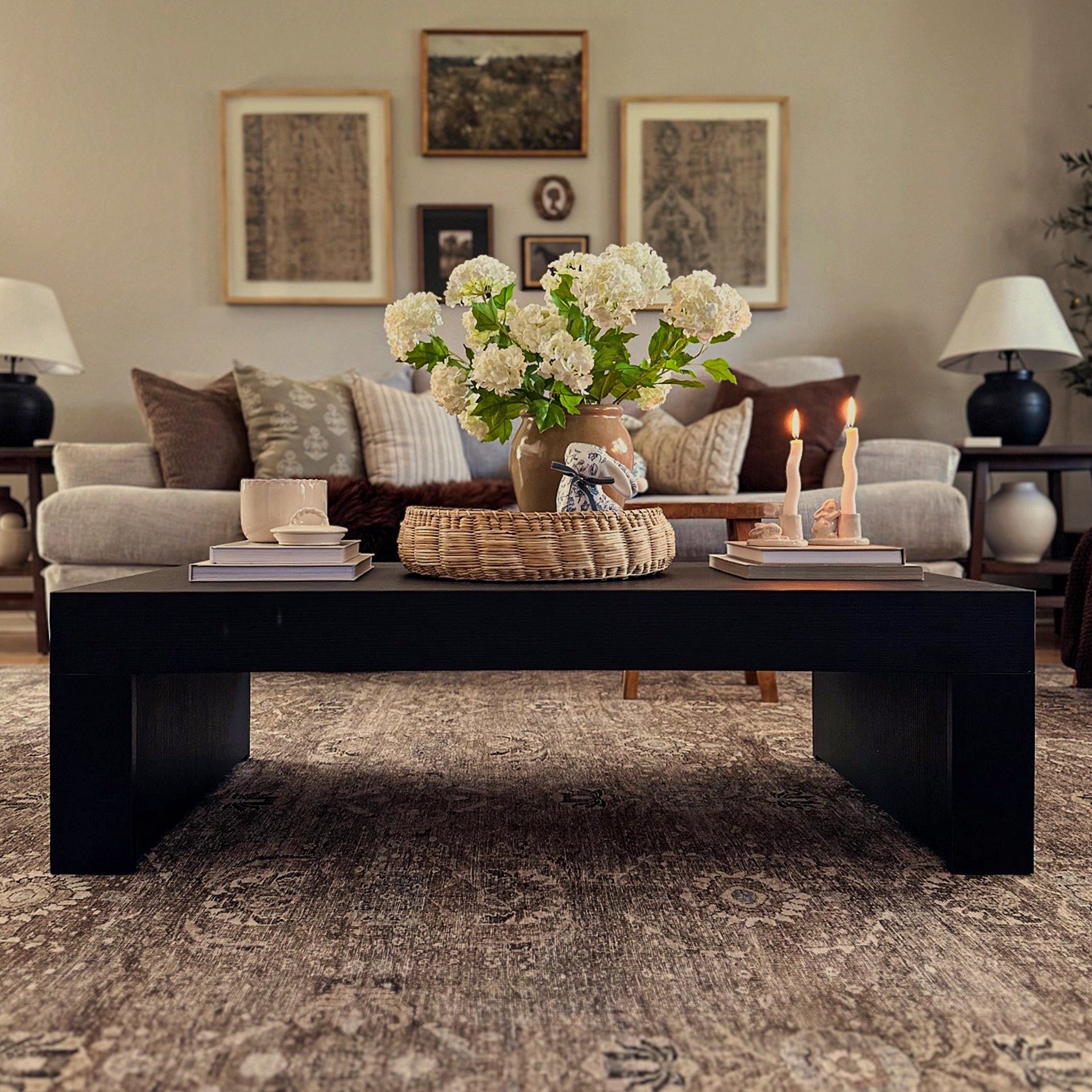 Tavolino Evolution 120x60, Nero Frassino - Immagine ambientata 1