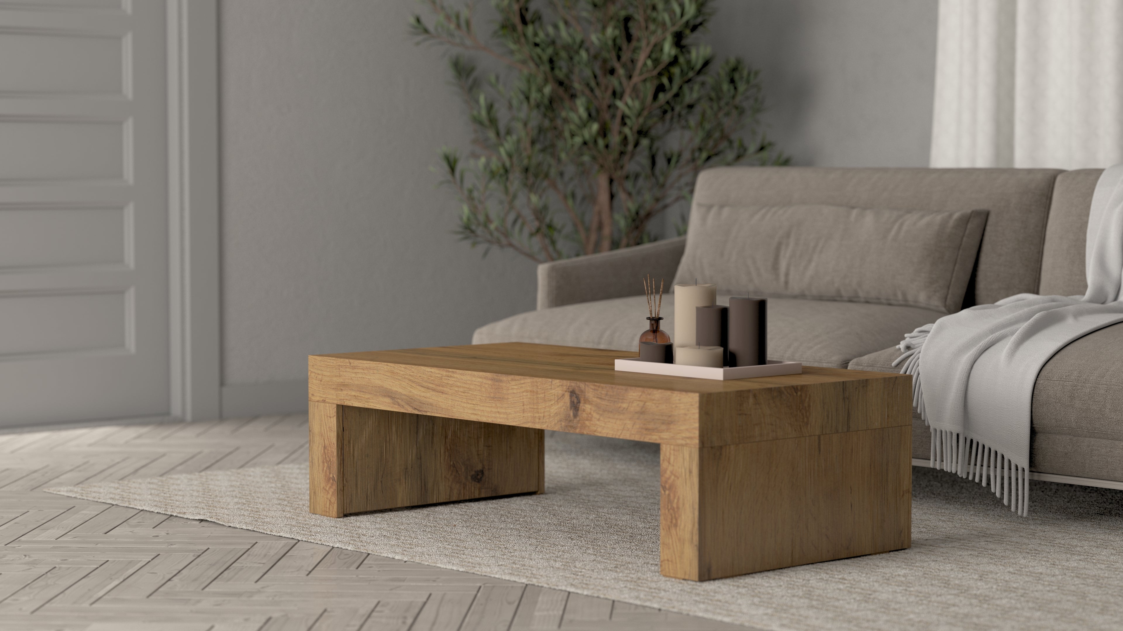 Tavolino Evolution 120x60, Bianco Frassino - Immagine ambientata 2