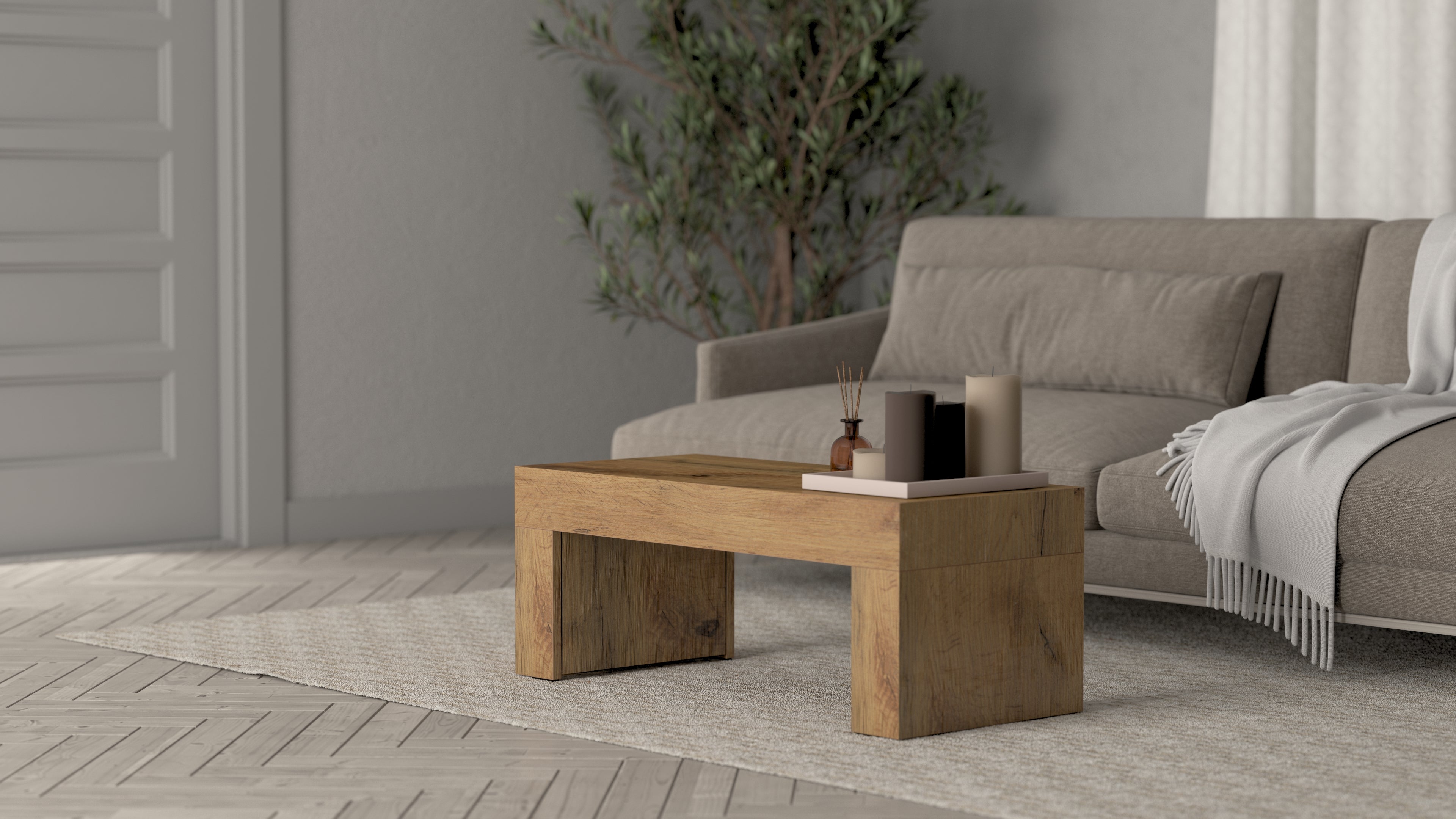 Tavolino Evolution 90x40, Nero Frassino - Immagine ambientata 2