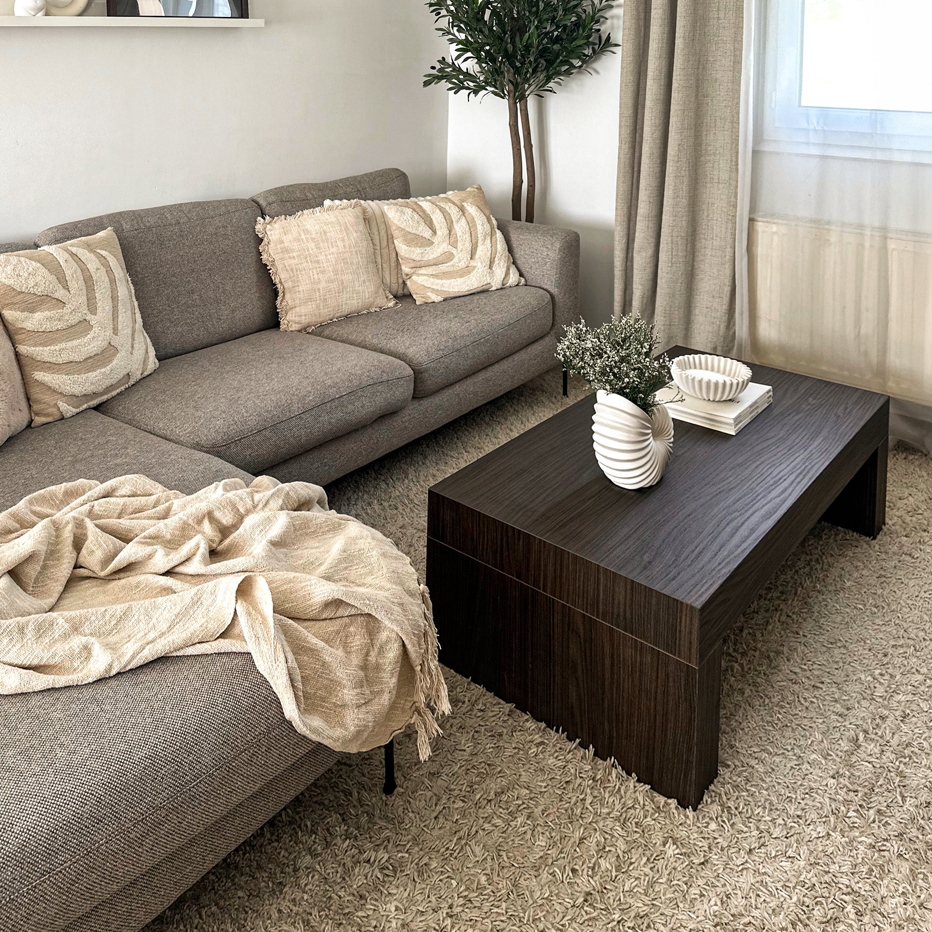 Tavolino Evolution 90x60, Noce Scuro - Immagine ambientata 1