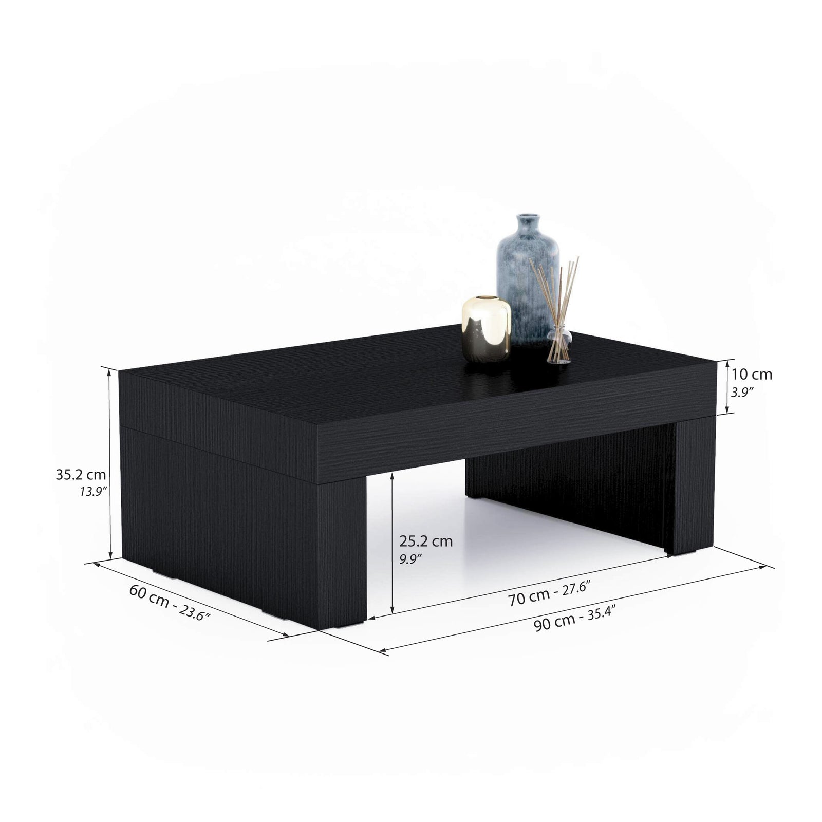 Evolution low Coffee Table 35.4 x 23.6 in, Ashwood Black - Immagine tecnica 1