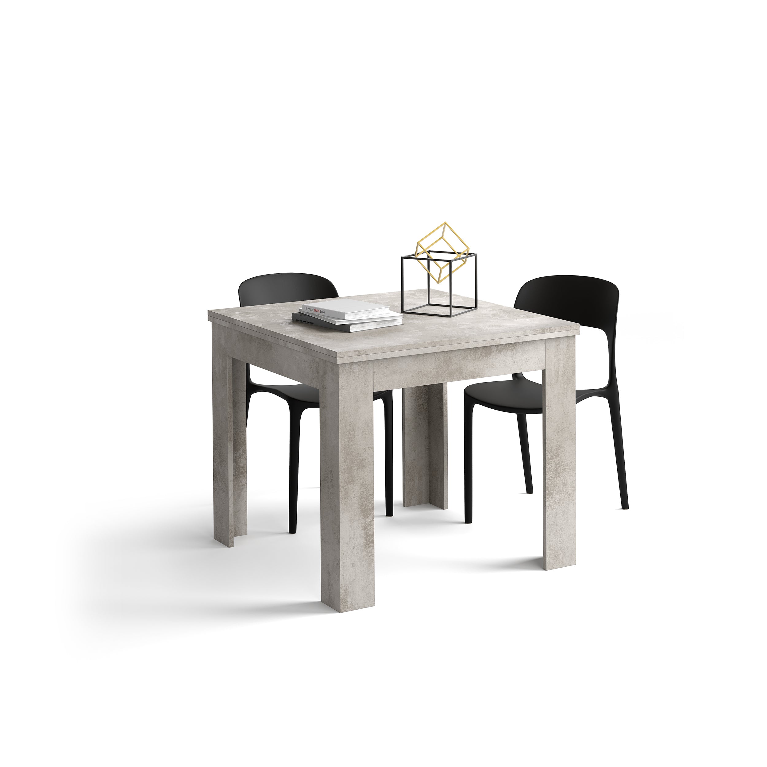 Square Extendable Table, Eldorado, 35.4(70.9)x35.4 in, Concrete Effect, Grey