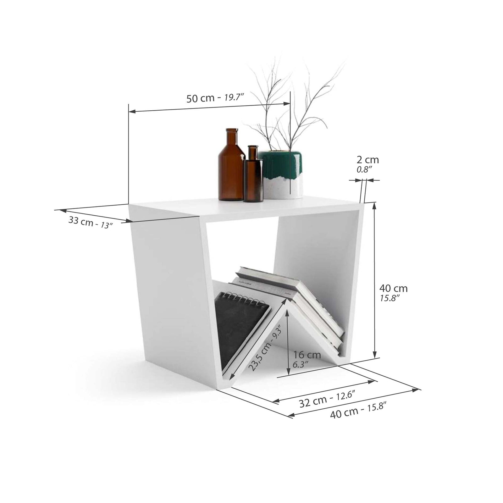 Emma Couchtisch, Weiß, matt - Immagine tecnica 1