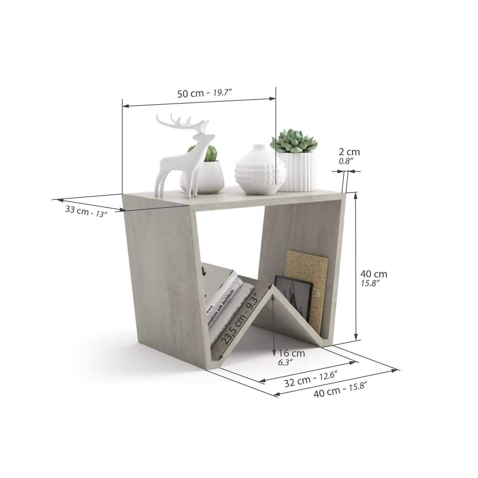 Mesa de centro Emma, color Cemento gris - Immagine tecnica 1