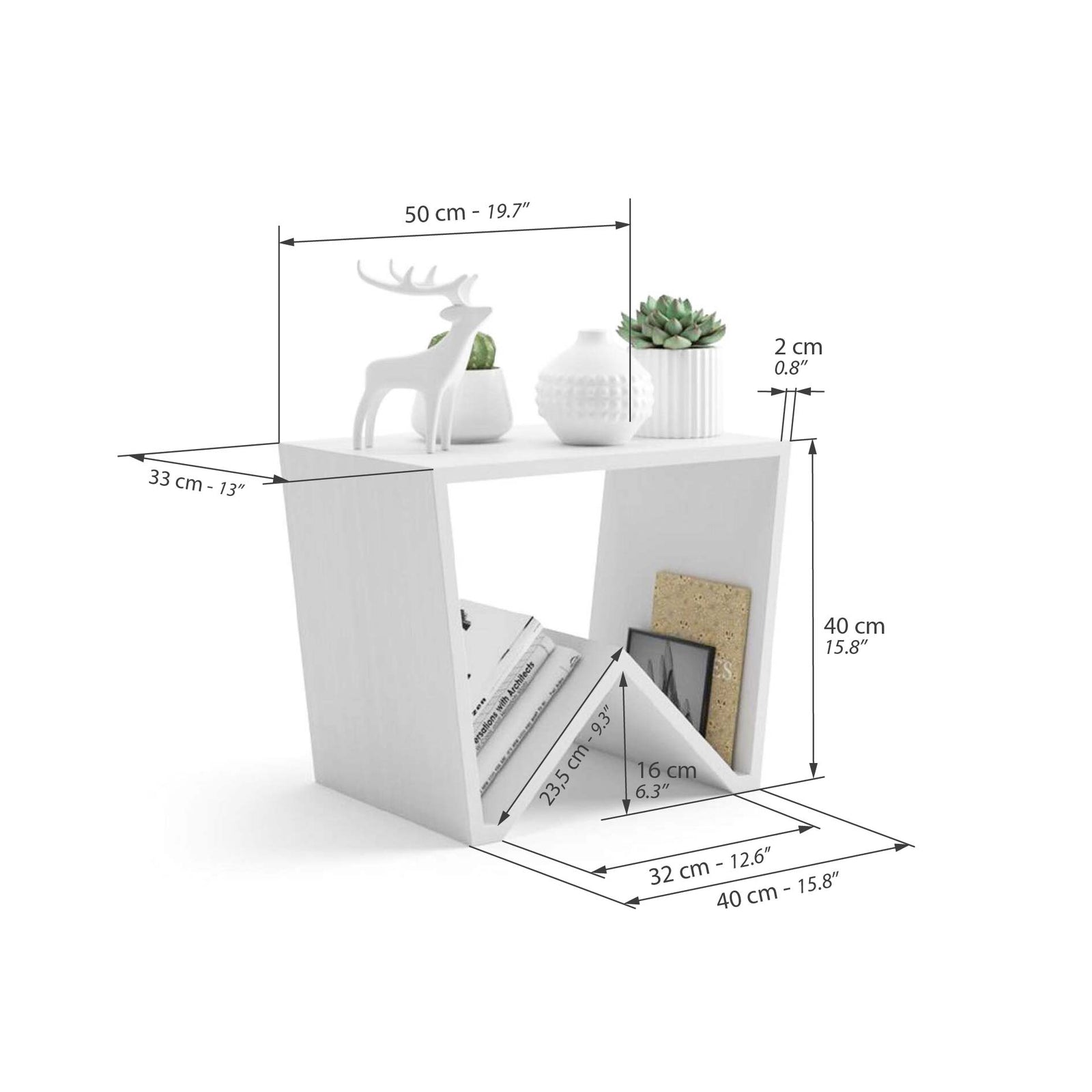 Emma Couchtisch, Esche, Weiß - Immagine tecnica 1