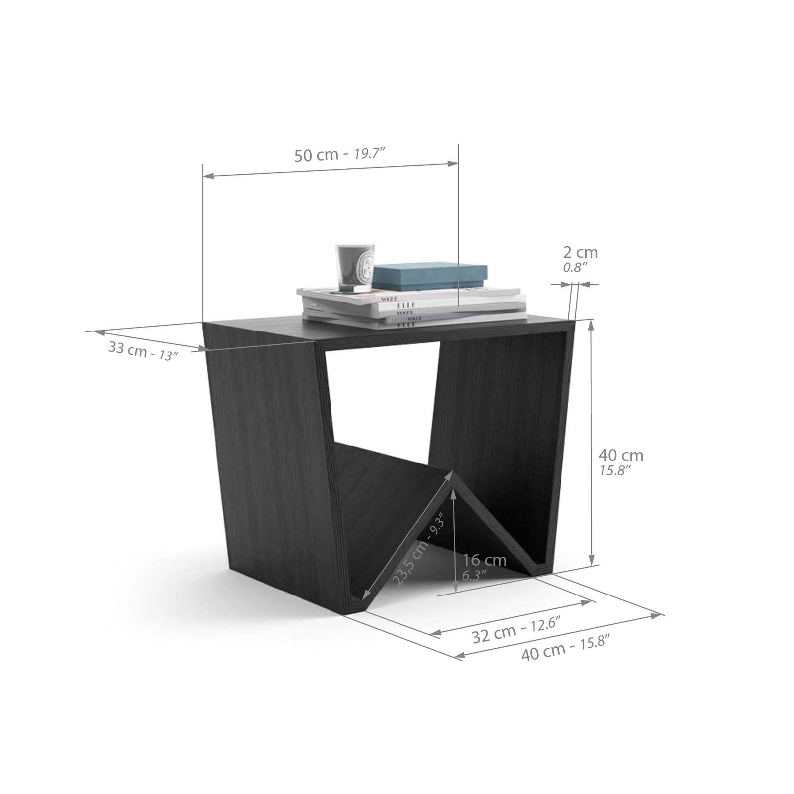 Table basse moderne Emma, Frêne Noir - Immagine tecnica 1