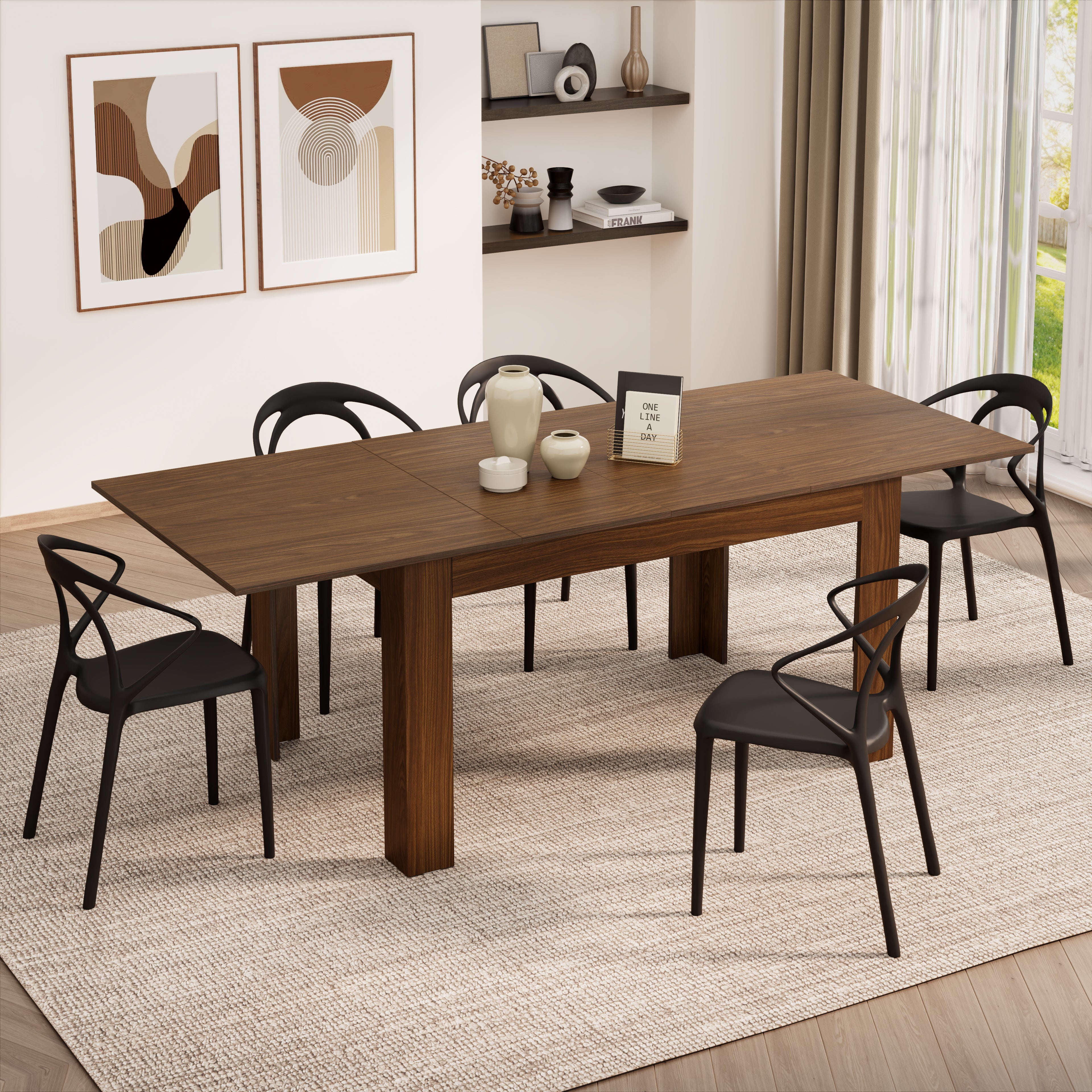 Table extensible Cuisine, Easy, 140(220)x90 cm, Noyer - Main image