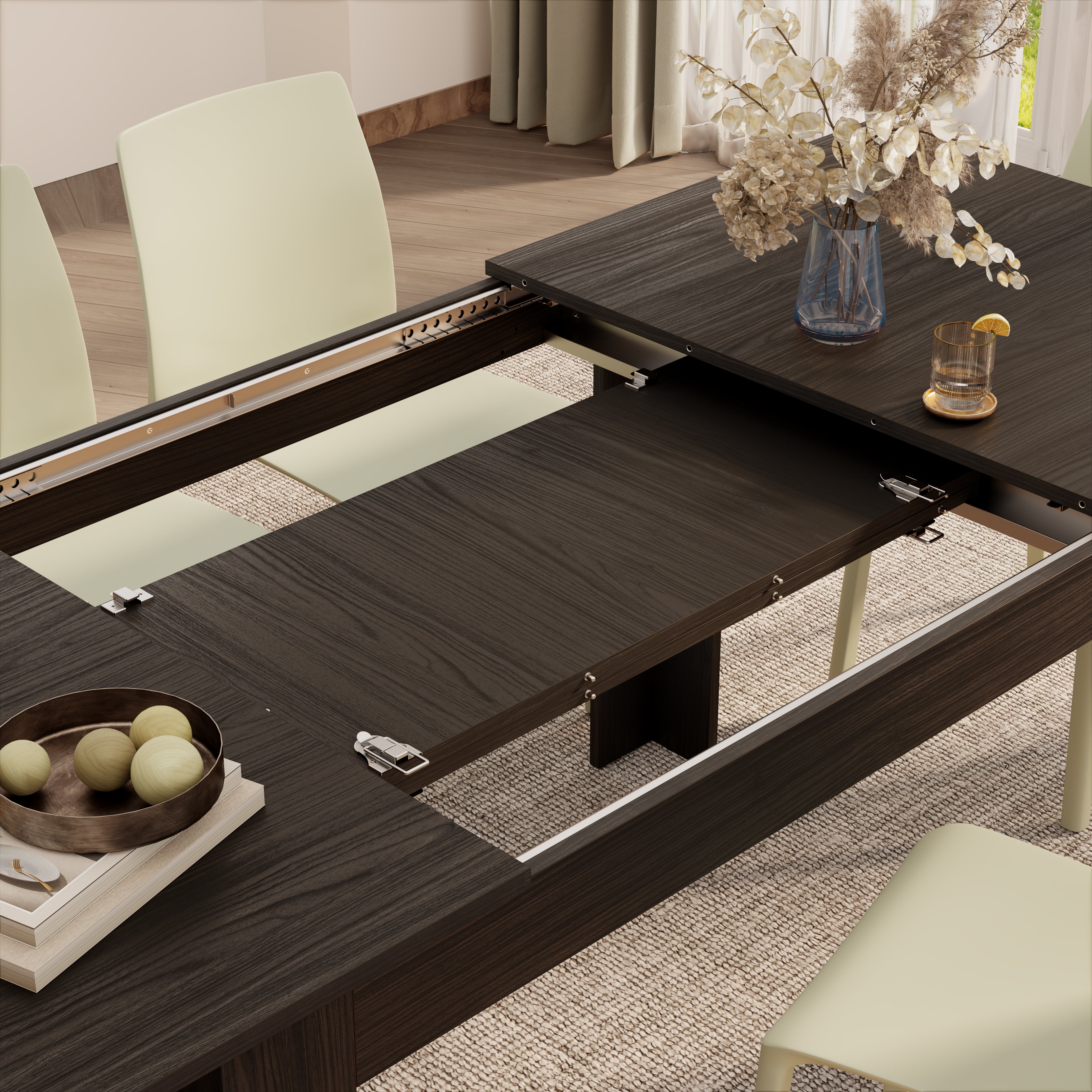 Table extensible Cuisine, Easy, 140(220)x90 cm, Noyer Américain - Detail image 1