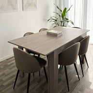Easy, ausziehbarer Esstisch, 140(220)x90 cm, Ulme perlenfarben
