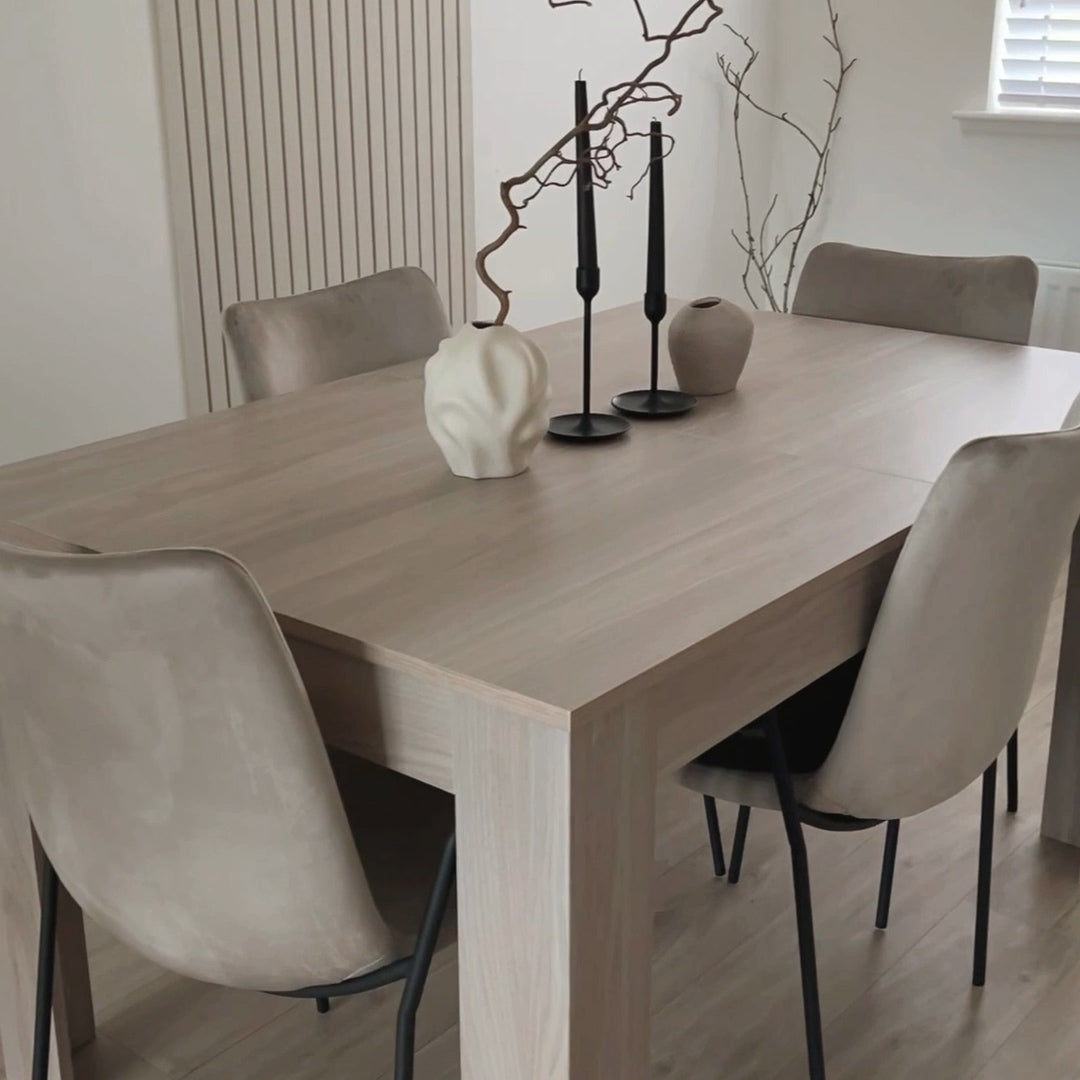 Easy, Extendable dining table, 140(220)x90 cm, Pearled Elm
