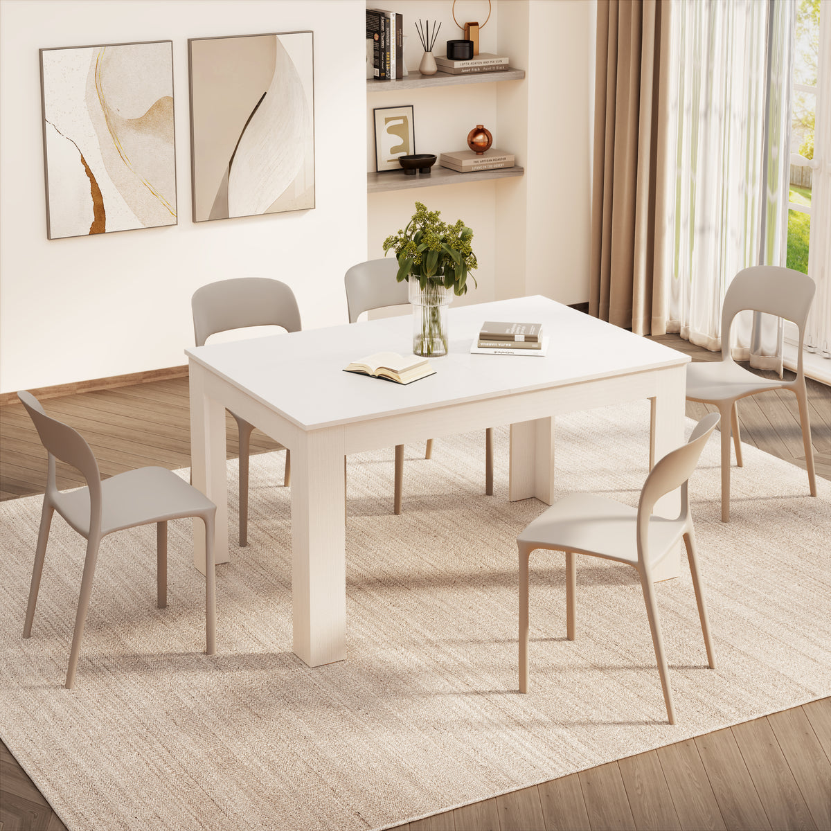 Easy, Extendable dining table, 55.1(86.6)x35.4 in, Ashwood White - Detail image 2