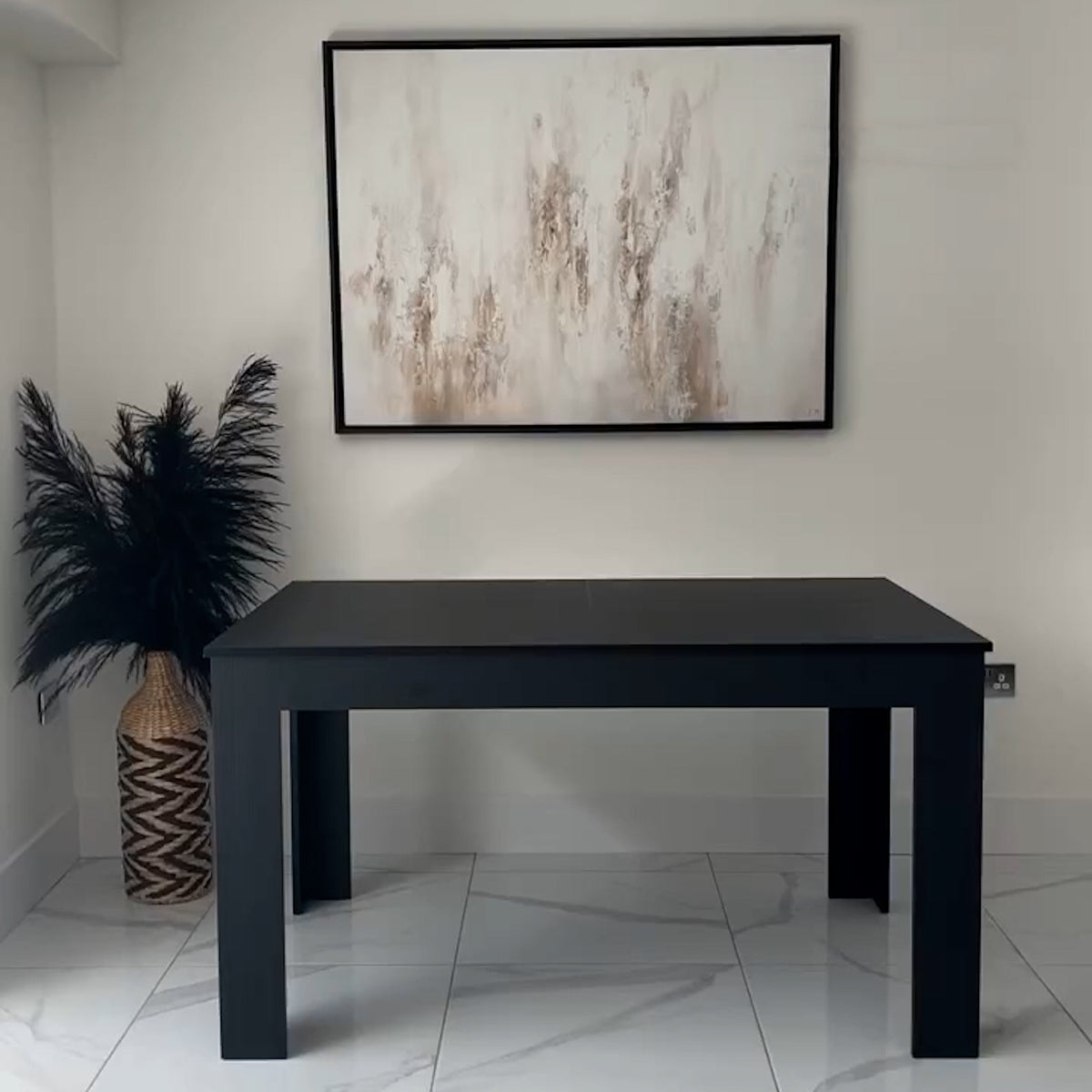Mesa de cocina extensible Easy, 140(220)x90 cm, color Madera negra