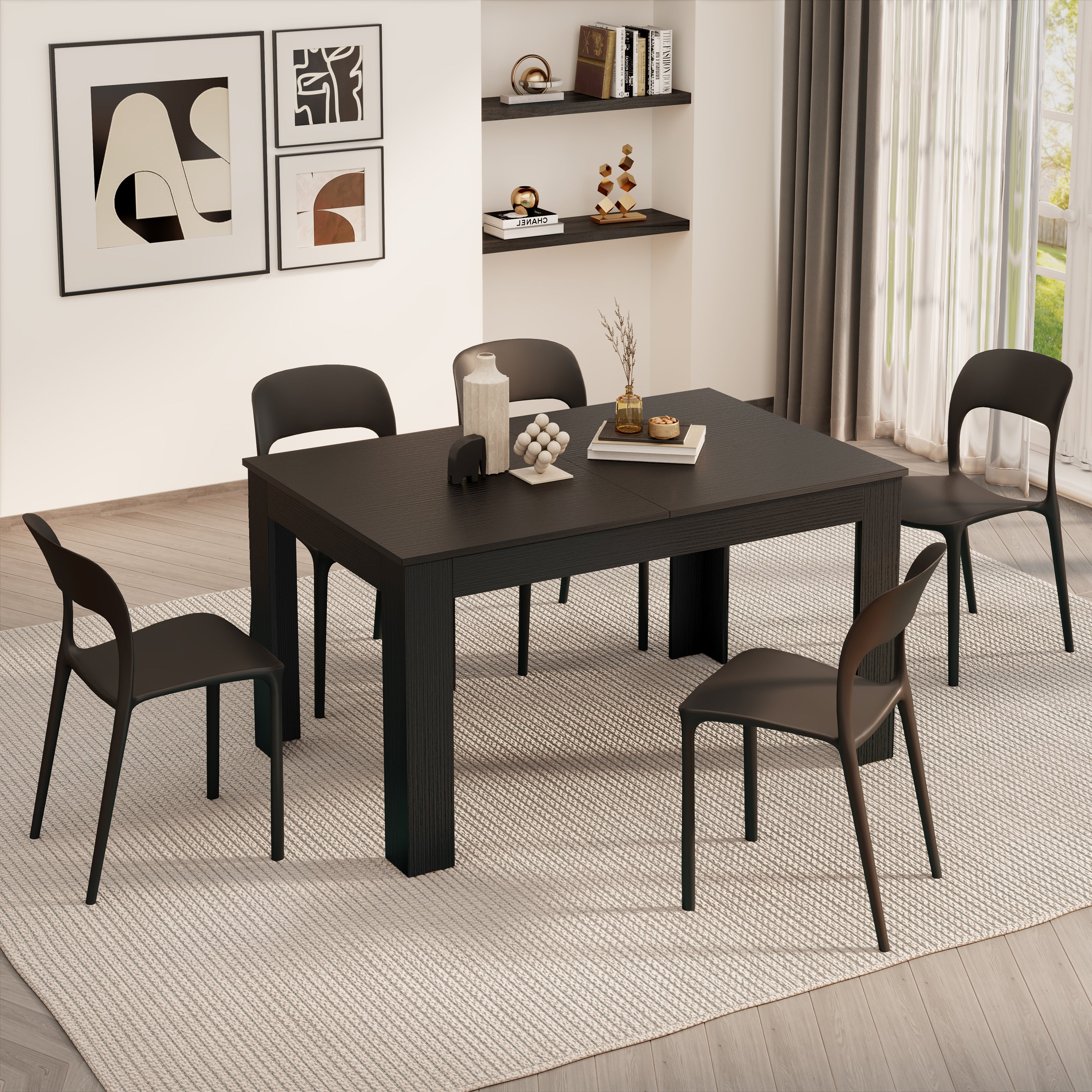 Easy, Extendable dining table, 140(220)x90 cm, Ashwood Black - Detail image 3