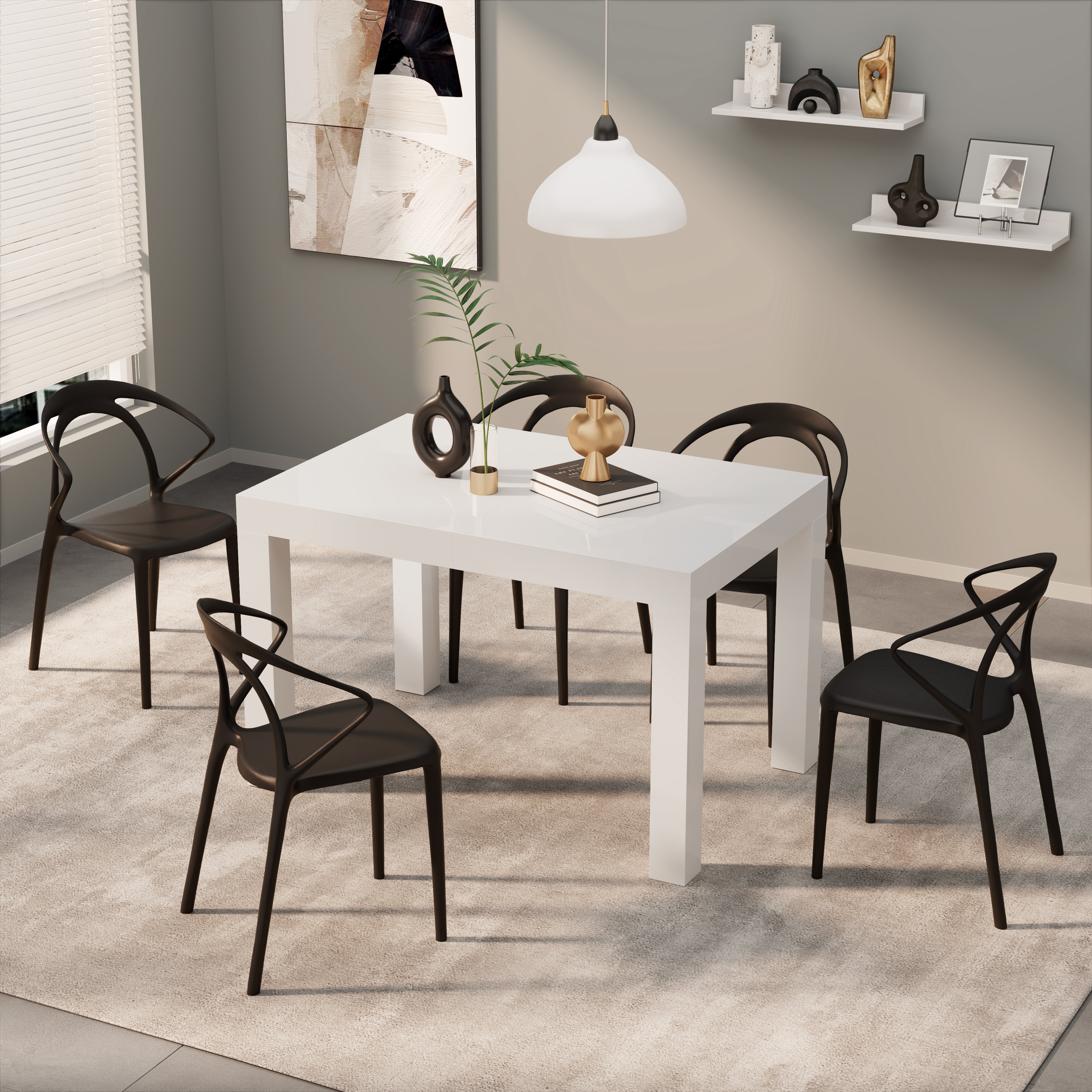 First Extendable Table, 47.2(78.7)x31.5 in, High Gloss White - Detail image 2
