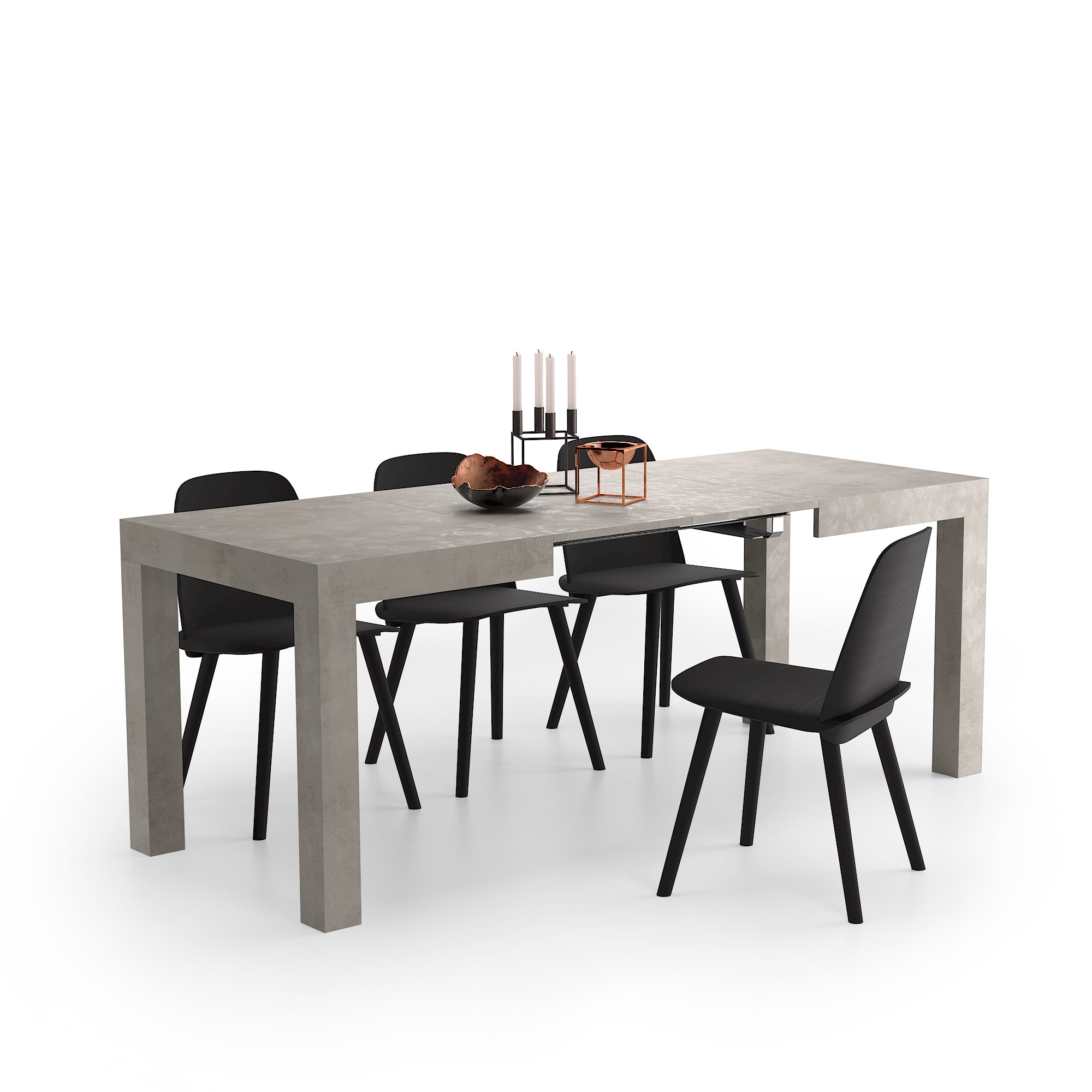 First ausziehbarer Tisch, 120(200)x80 cm, grauer Beton - Detail image 3
