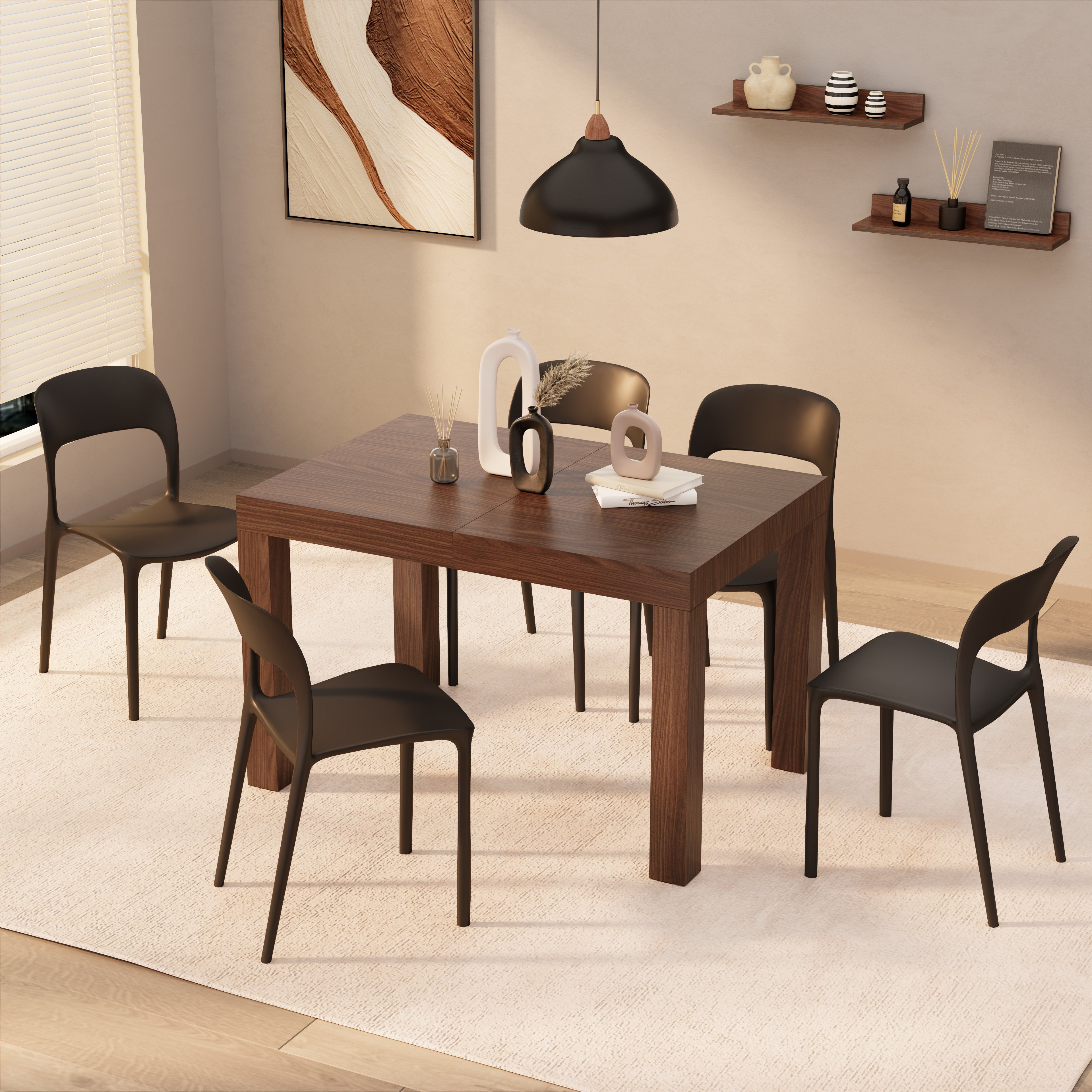 First Extendable Table, 47.2(78.7)x31.5 in,Walnut