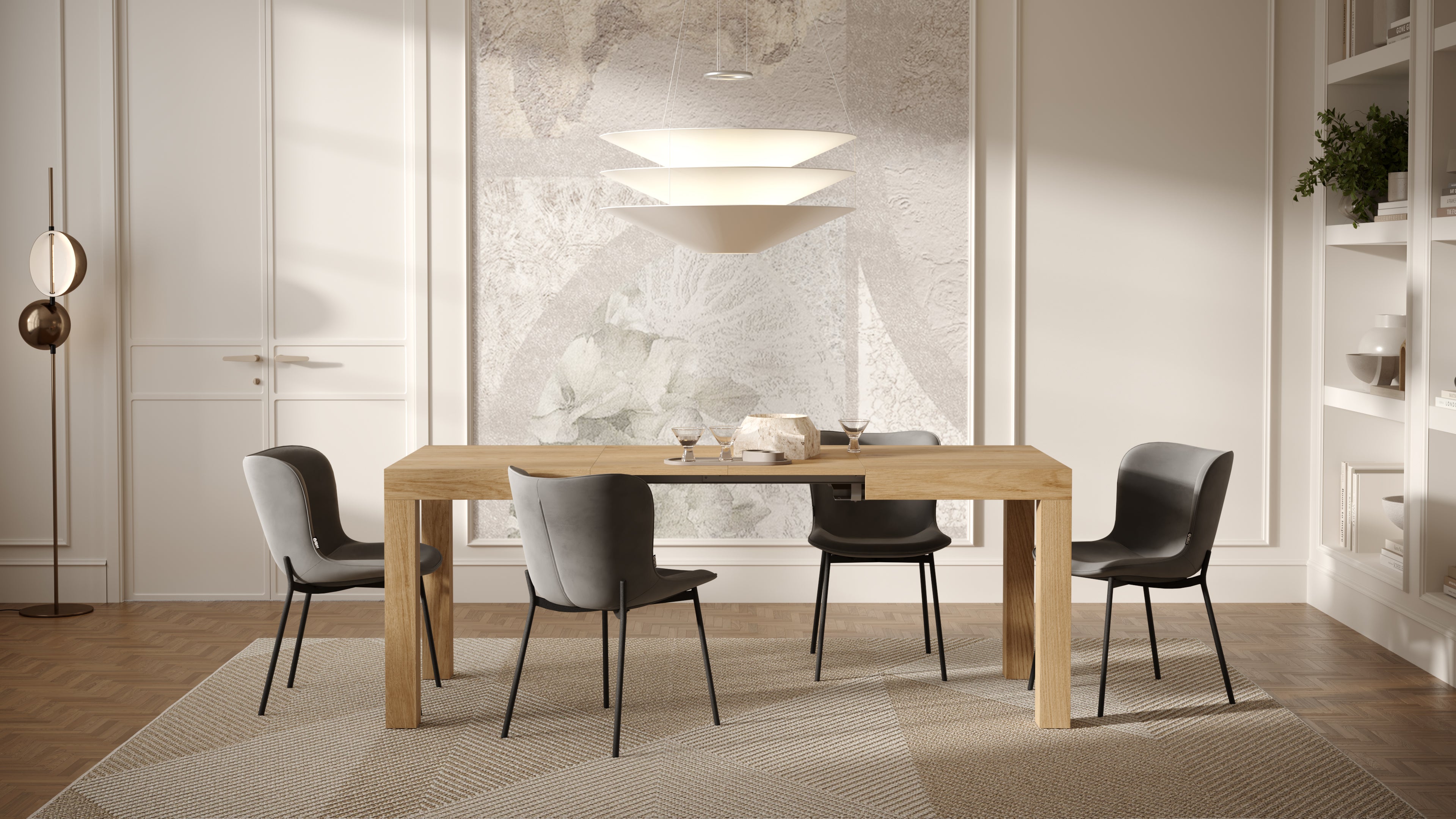 First ausziehbarer Tisch, 120(200)x80 cm, Wildeiche - Set image 1