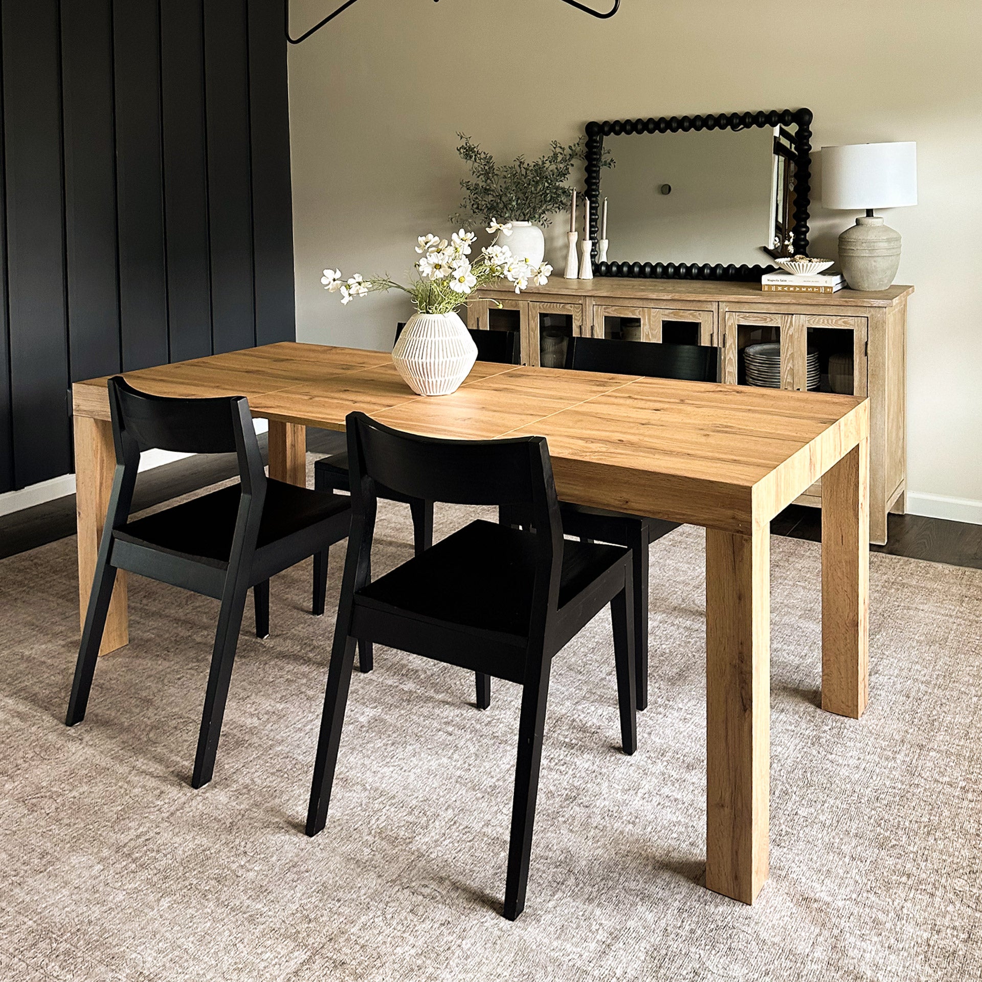 First Extendable Table, 47.2(78.7)x31.5 in, Rustic Oak - Set image 5