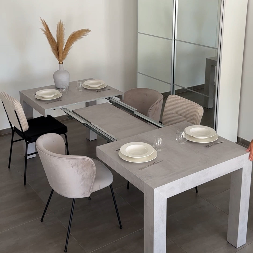 Table à manger extensible, Iacopo, 140(220)x90 cm, Gris Béton