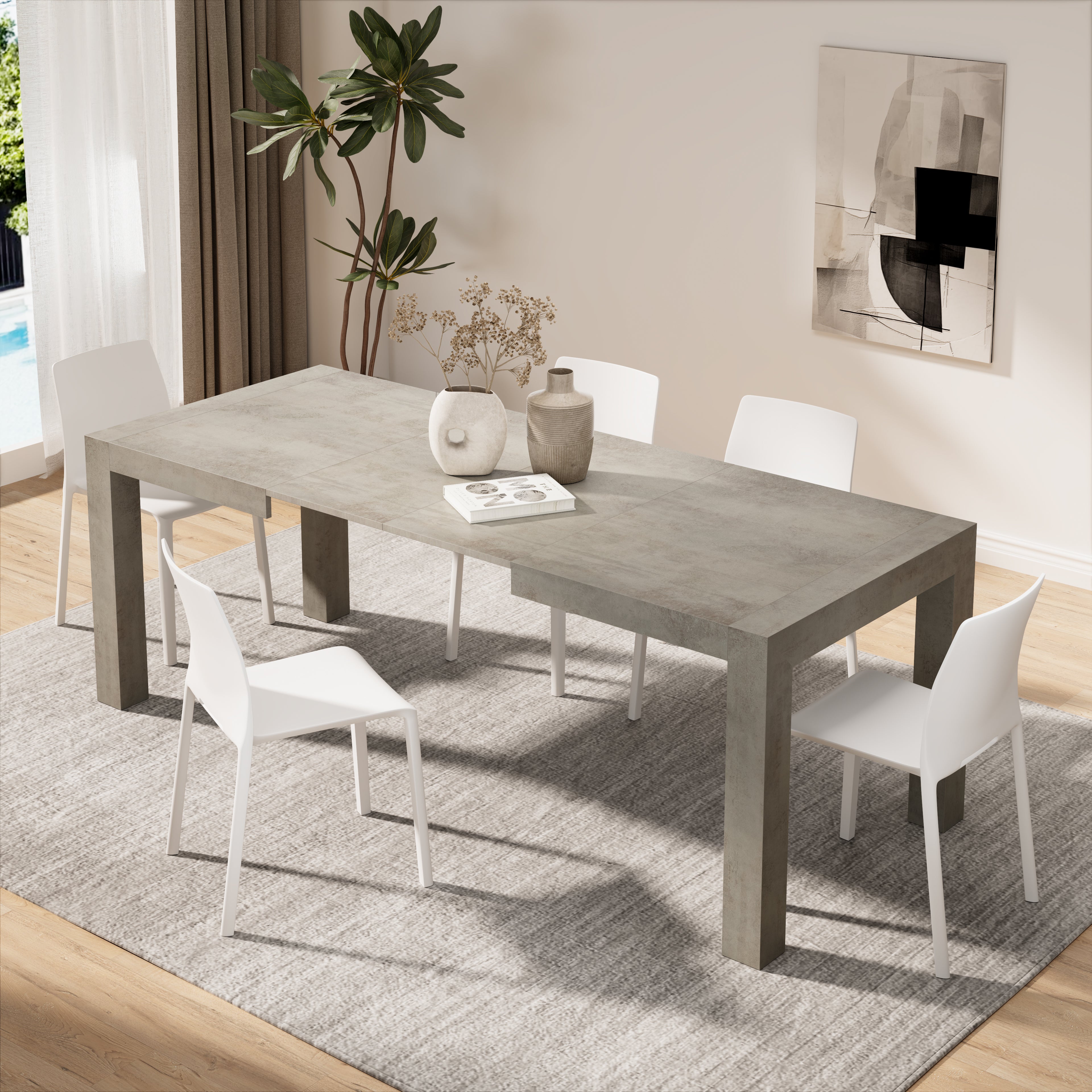 Tavolo Allungabile Moderno, Iacopo, 140(220)x90 cm, Grigio Cemento