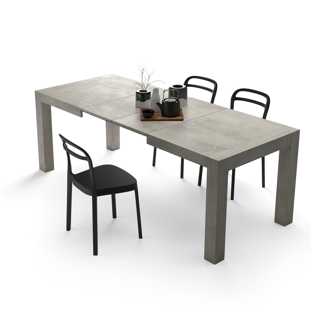 Iacopo Extendable Dining Table, 55.1(86.6)x35.4 in, Concrete Effect, Grey - Detail image 3