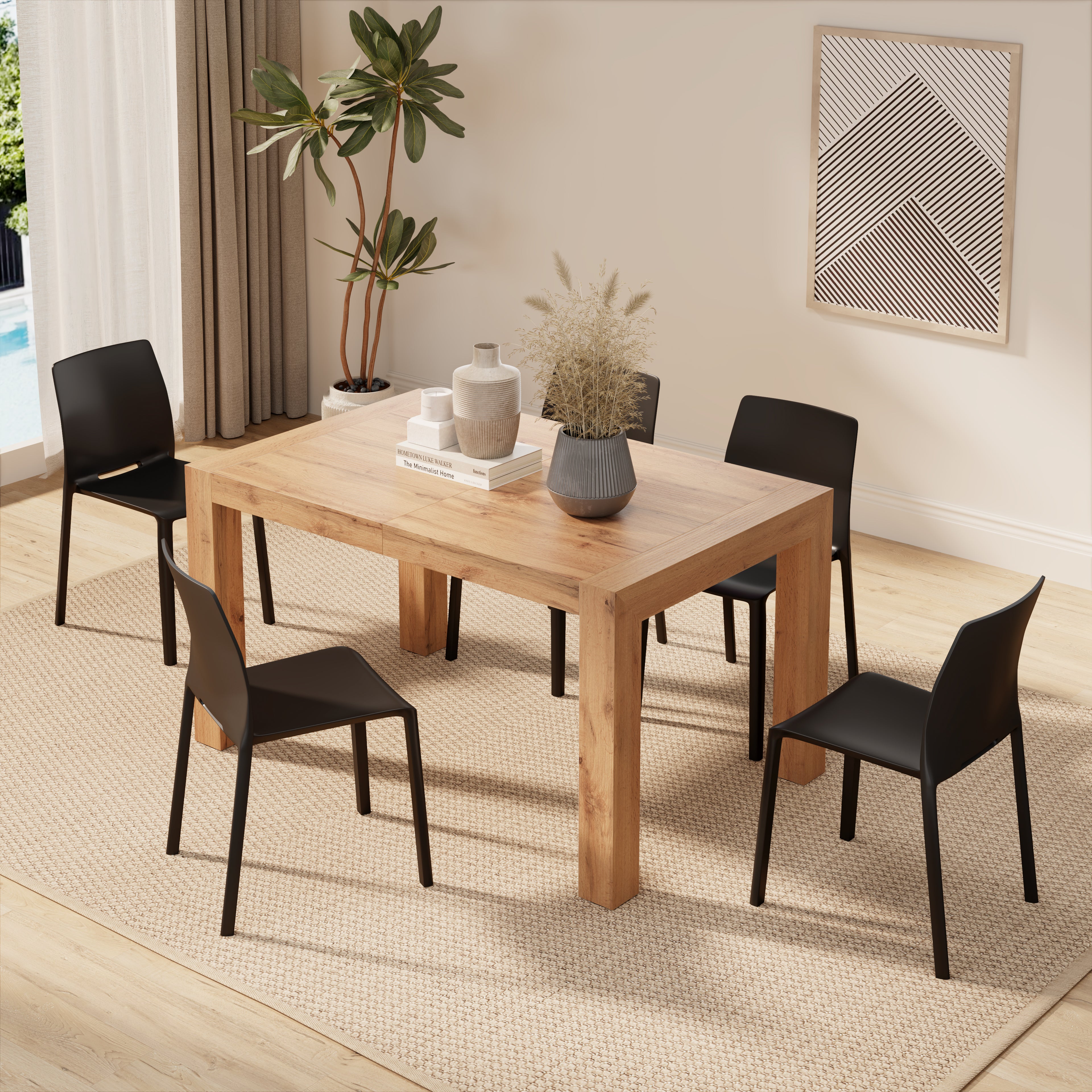Mesa de cocina Iacopo, 140(220)x90 cm, color Madera rústica