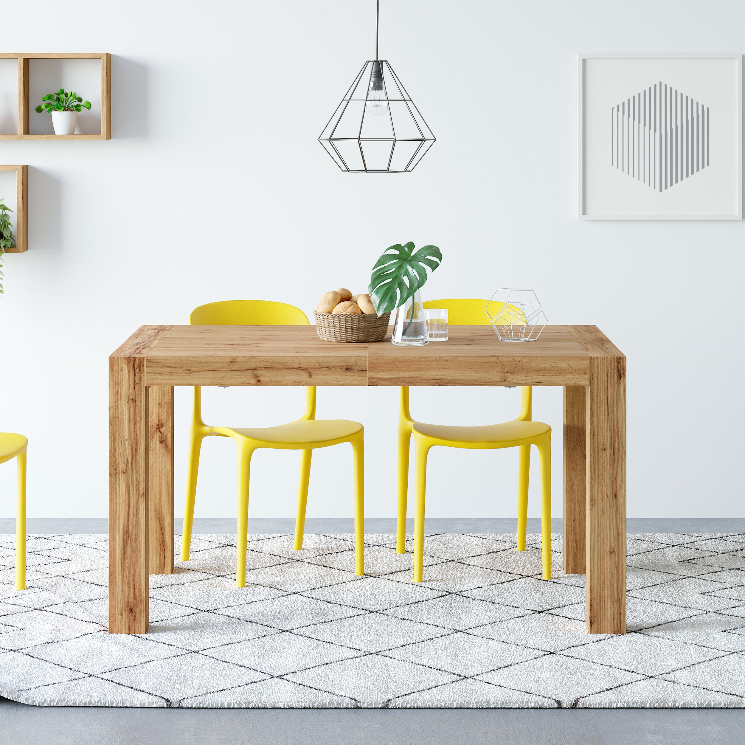 Moderne Uitschuifbare Tafel, Iacopo, 140(220)x90 cm, Wit Essen - Set image 1