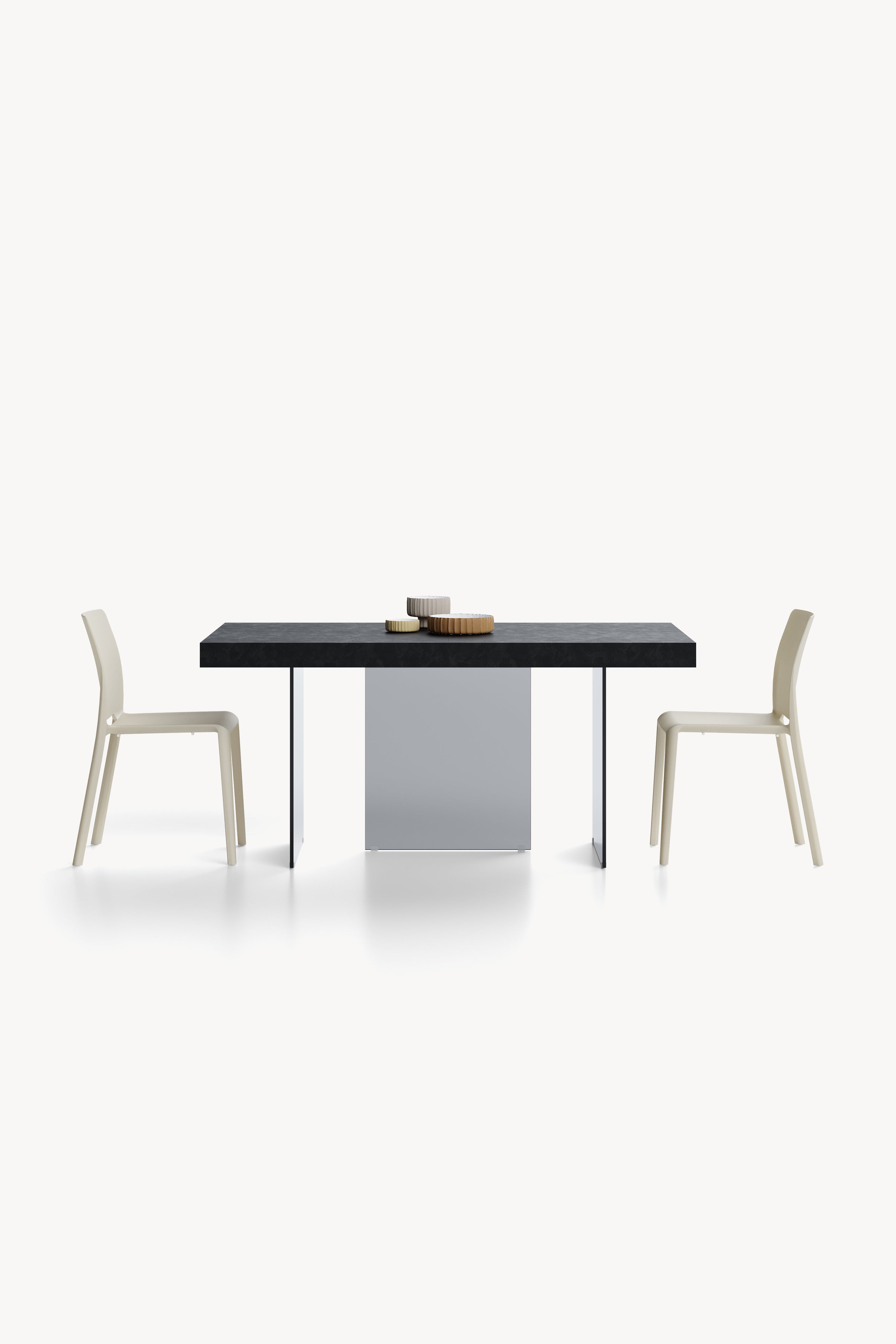 Tavolo allungabile Lia 160(240)x90 cm, Nero cemento con gambe in vetro fumè - Immagine dettaglio 2