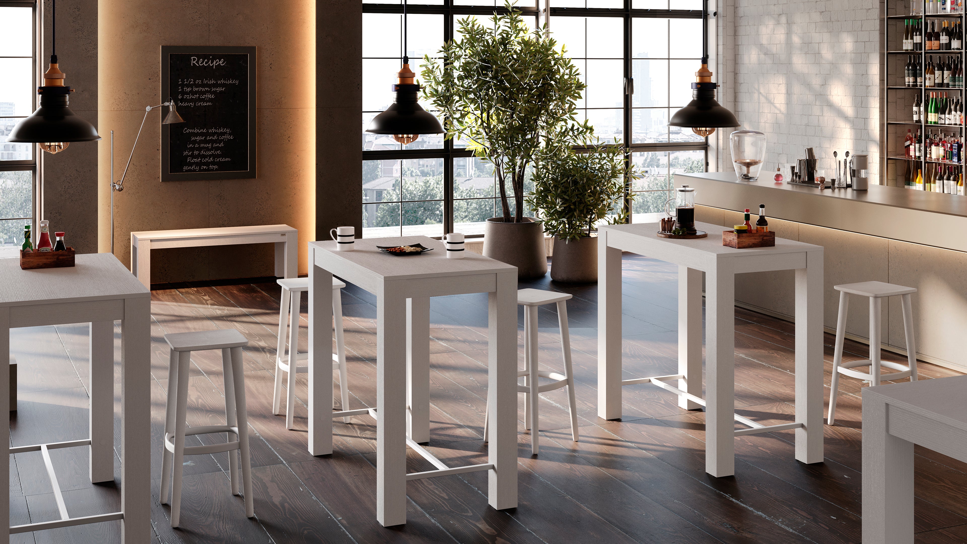 Rachele High Bar Table 47.2 x 23.6 in, Ashwood White - Set image 1