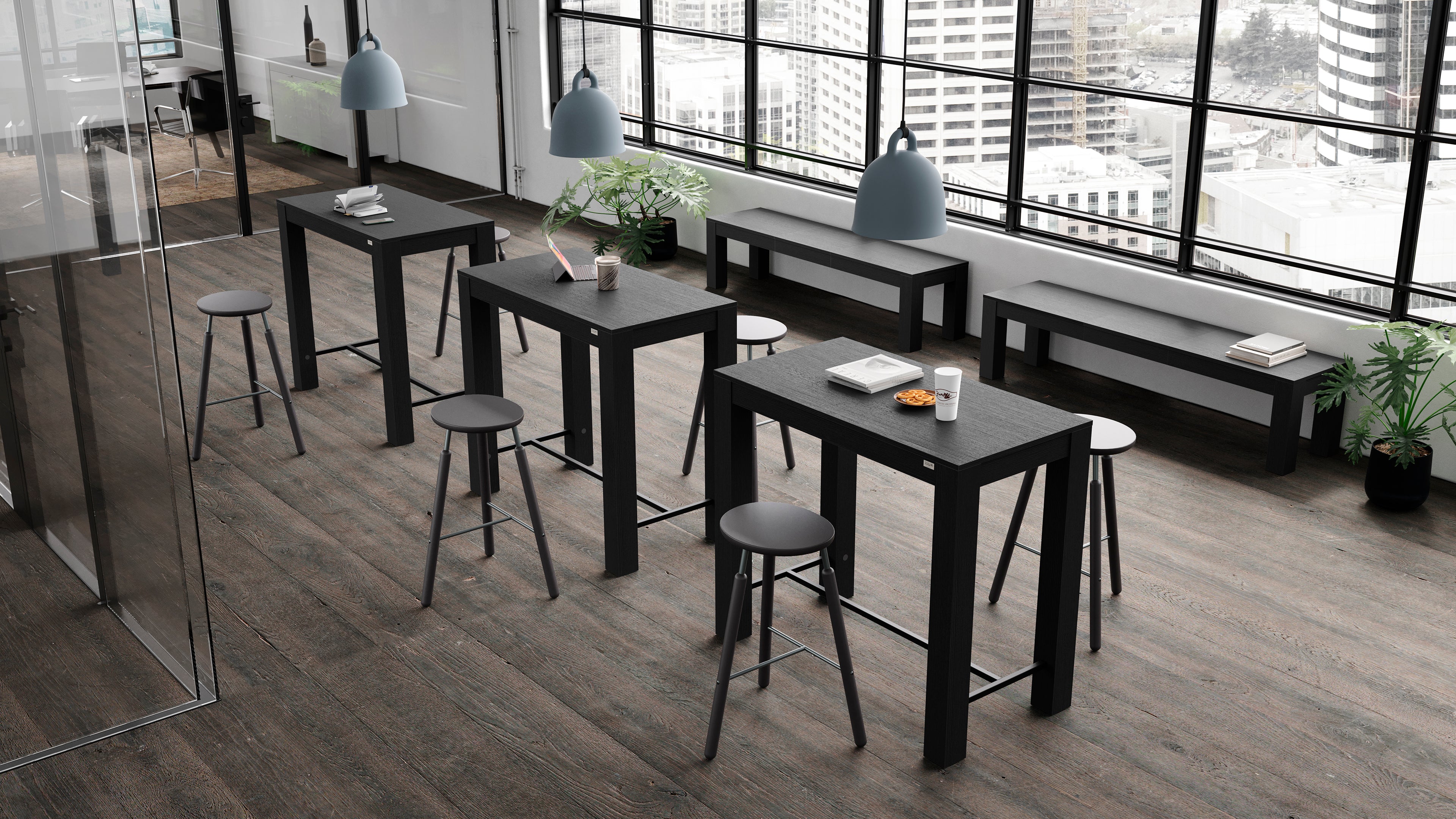 Tavolo Alto Rachele 120x60 cm, Nero Frassino - Immagine ambientata 1