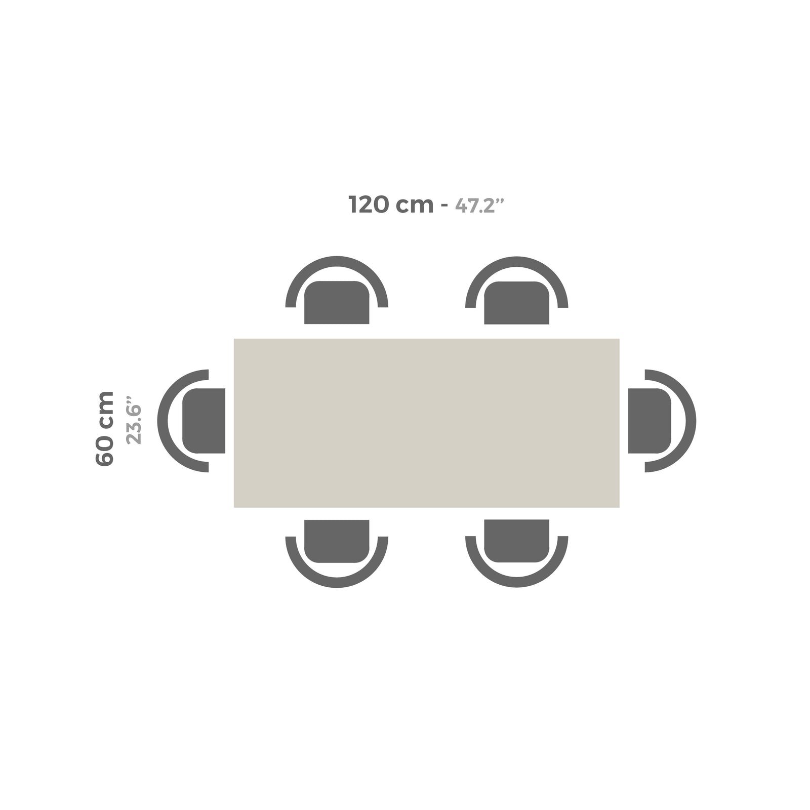 Rachele High Bar Table 47.2 x 23.6 in, Ashwood White - Immagine tecnica 2