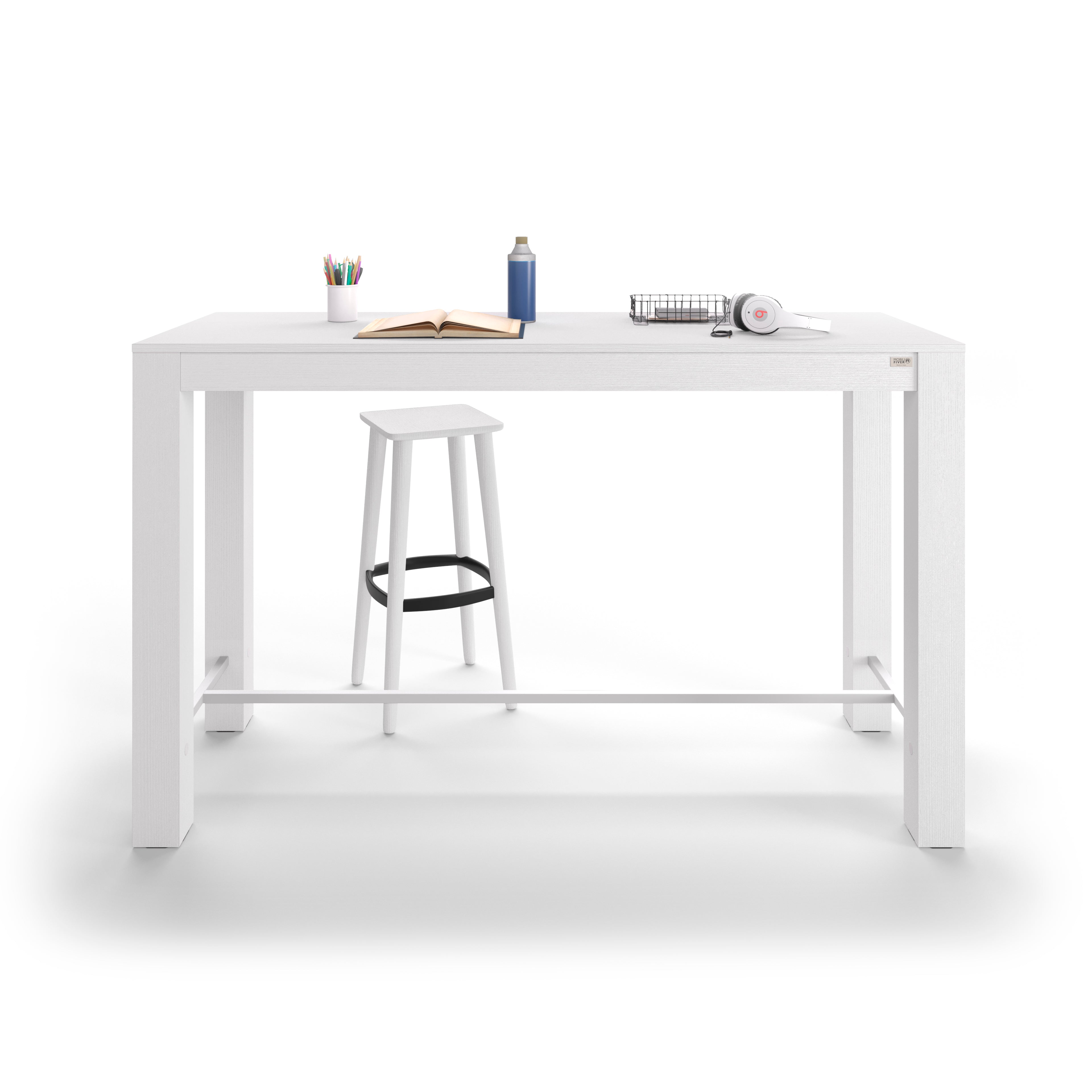Tavolo Alto Rachele 170x60 cm, Bianco Frassino