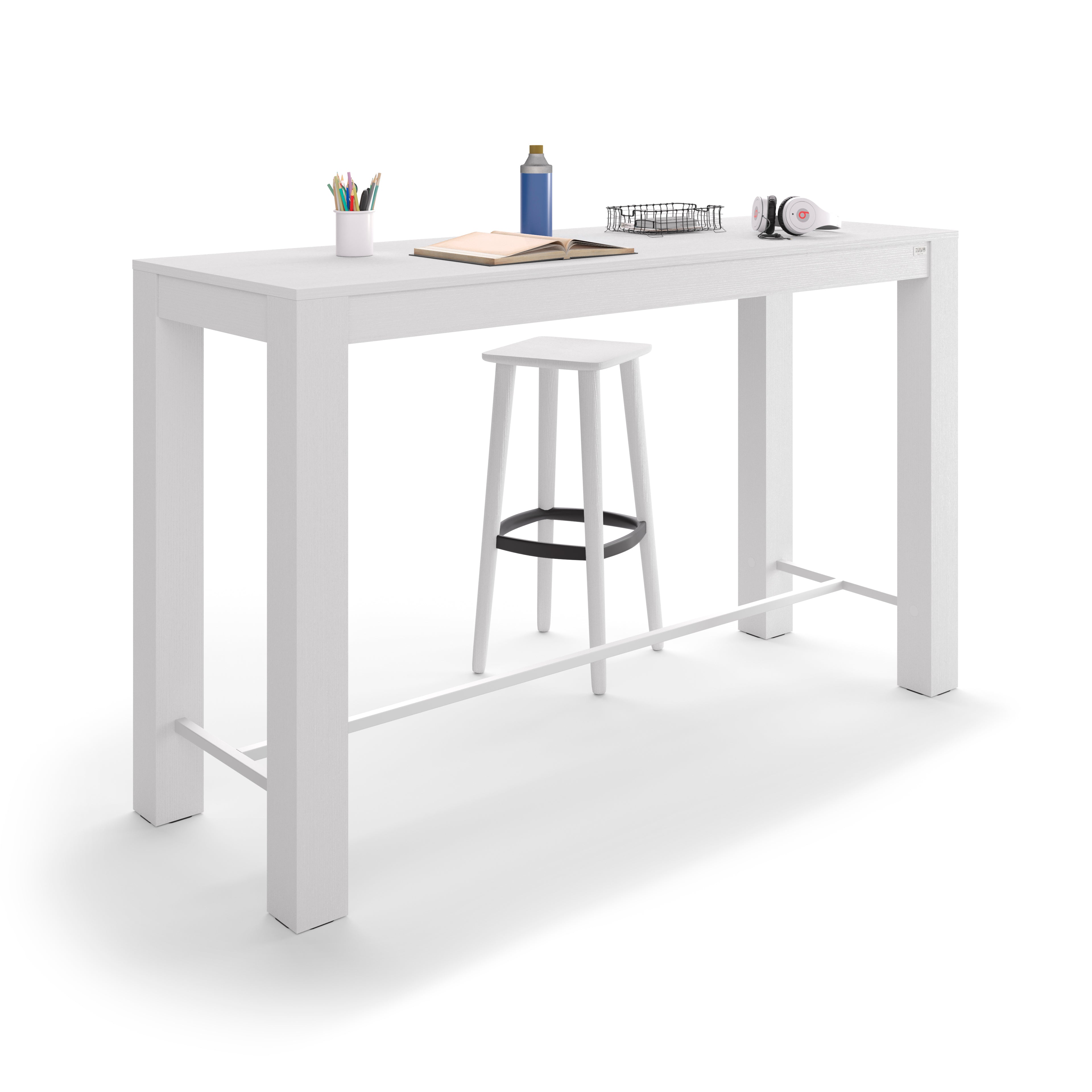 Tavolo Alto Rachele 170x60 cm, Bianco Frassino